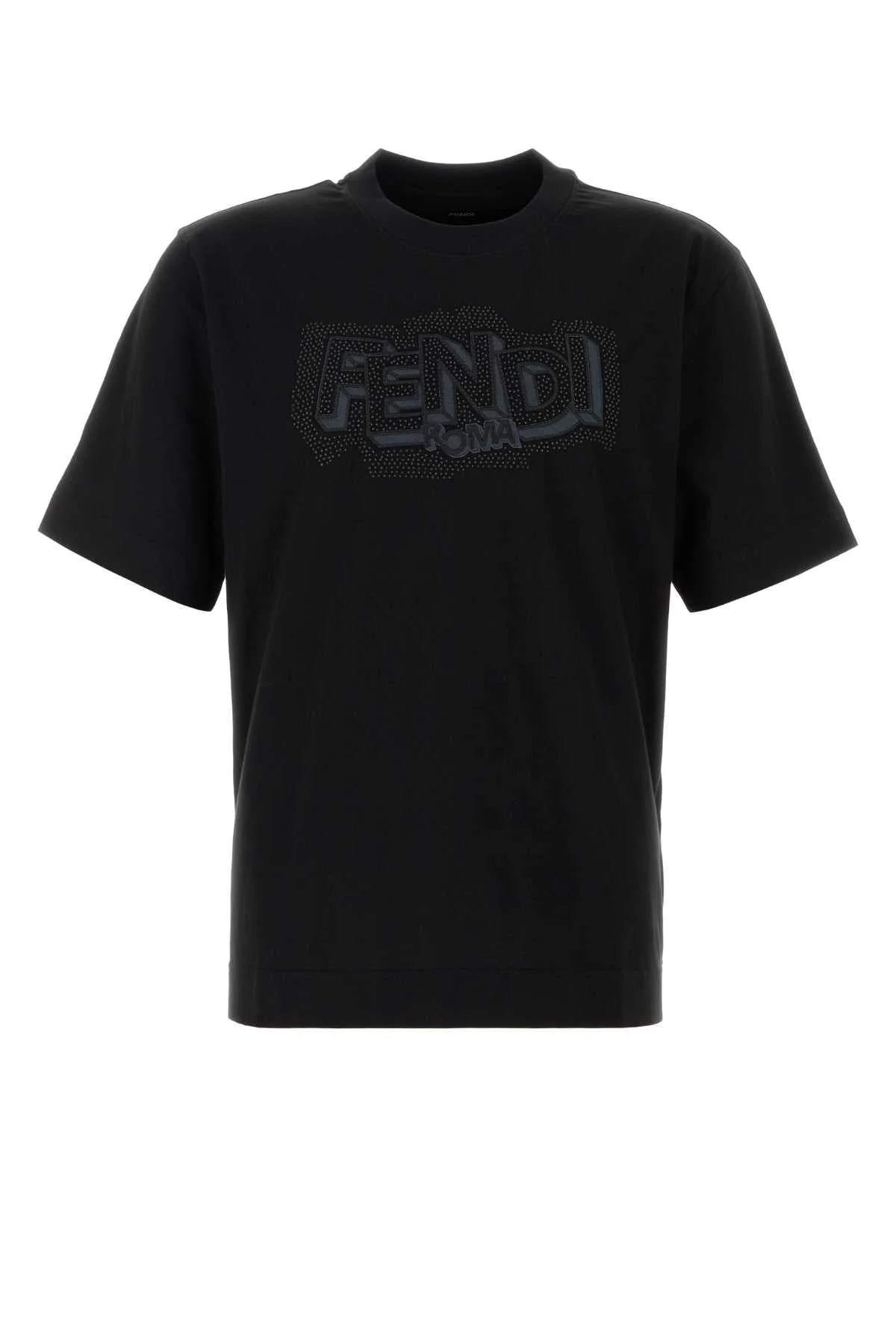 Fendi Men Black Cotton T-Shirt - 1