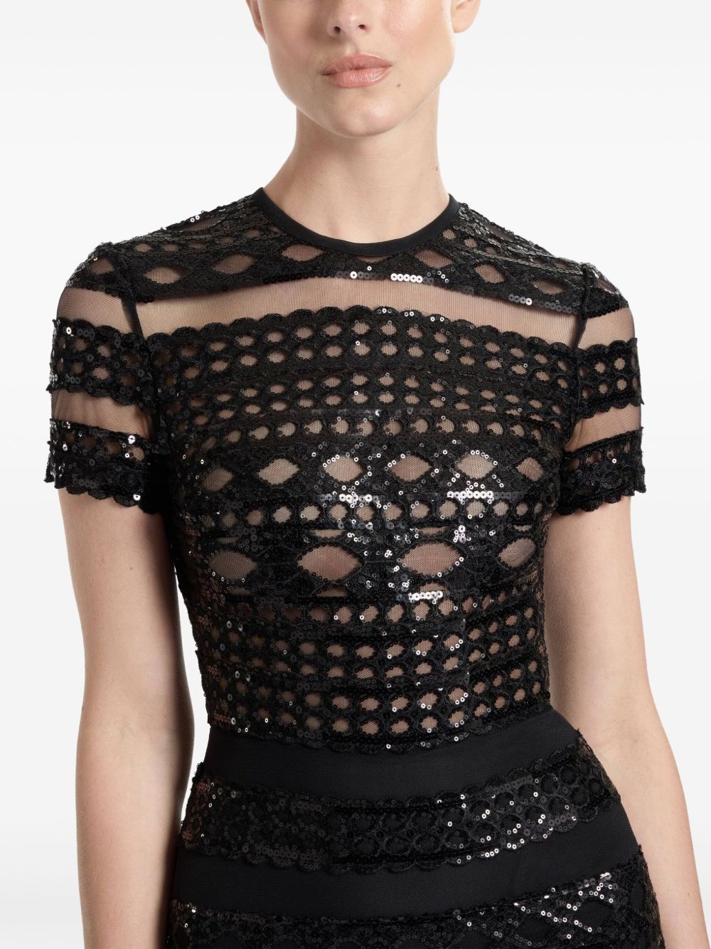 tulle embroidered midi dress - 4