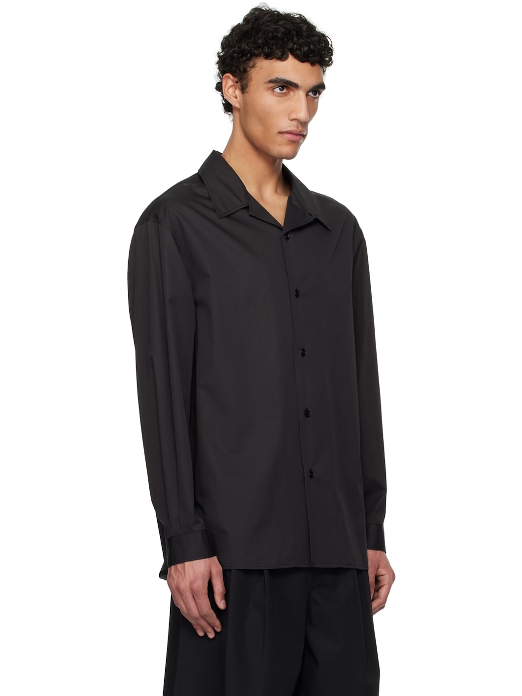 Black Open Collar Shirt - 2