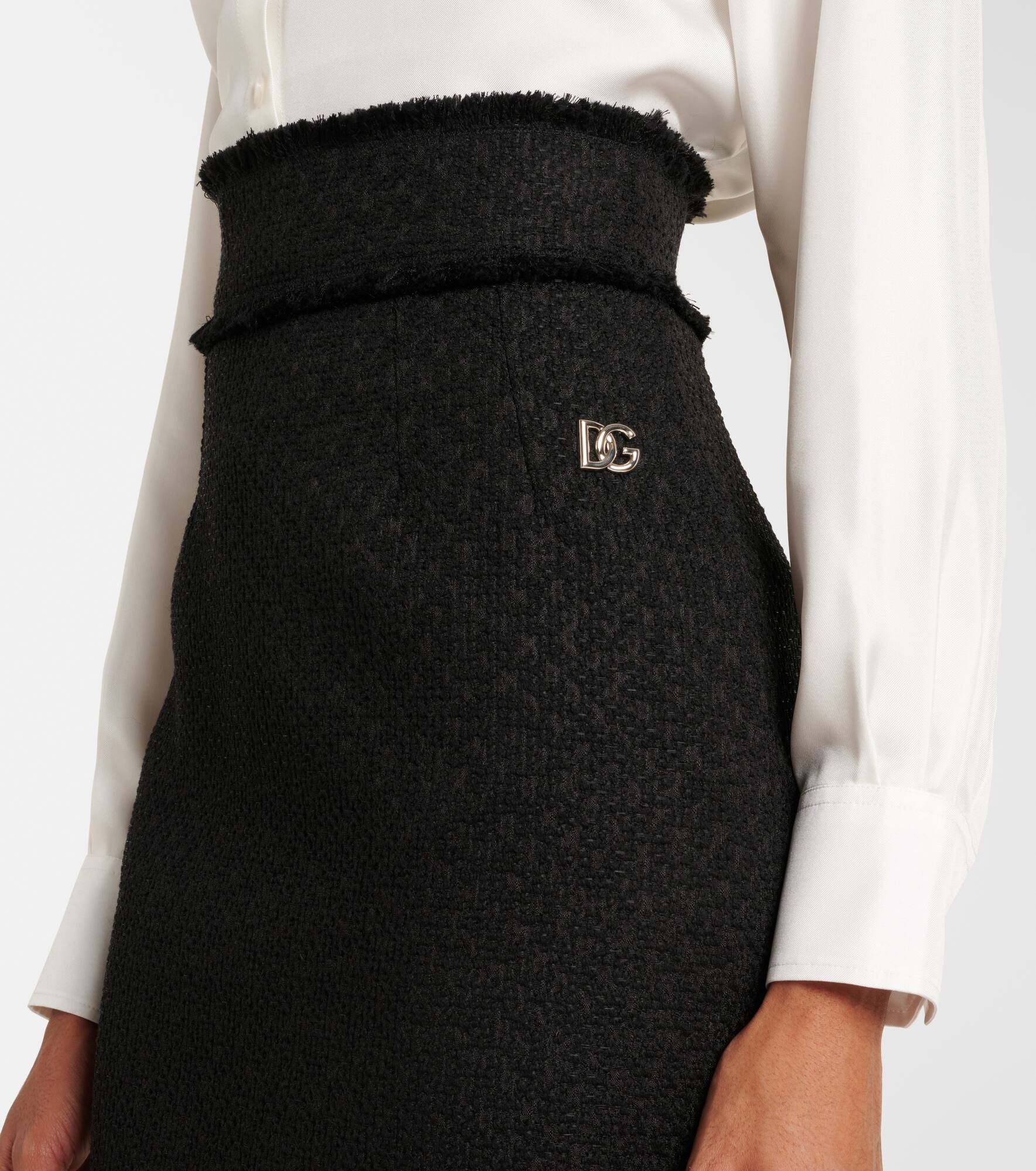 Wool-blend tweed pencil skirt - 4