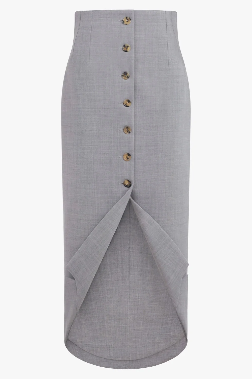 TAILORED BUTTON FRONT MIDI SKIRT | GREY - 1