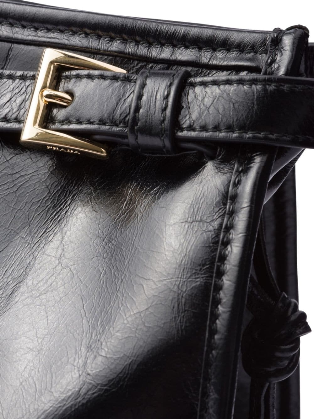 large enamel triangle logo belted handbag - 4