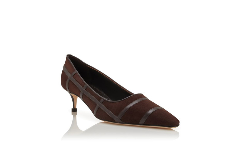 Dark Brown Suede Crossover Detail Pumps 3