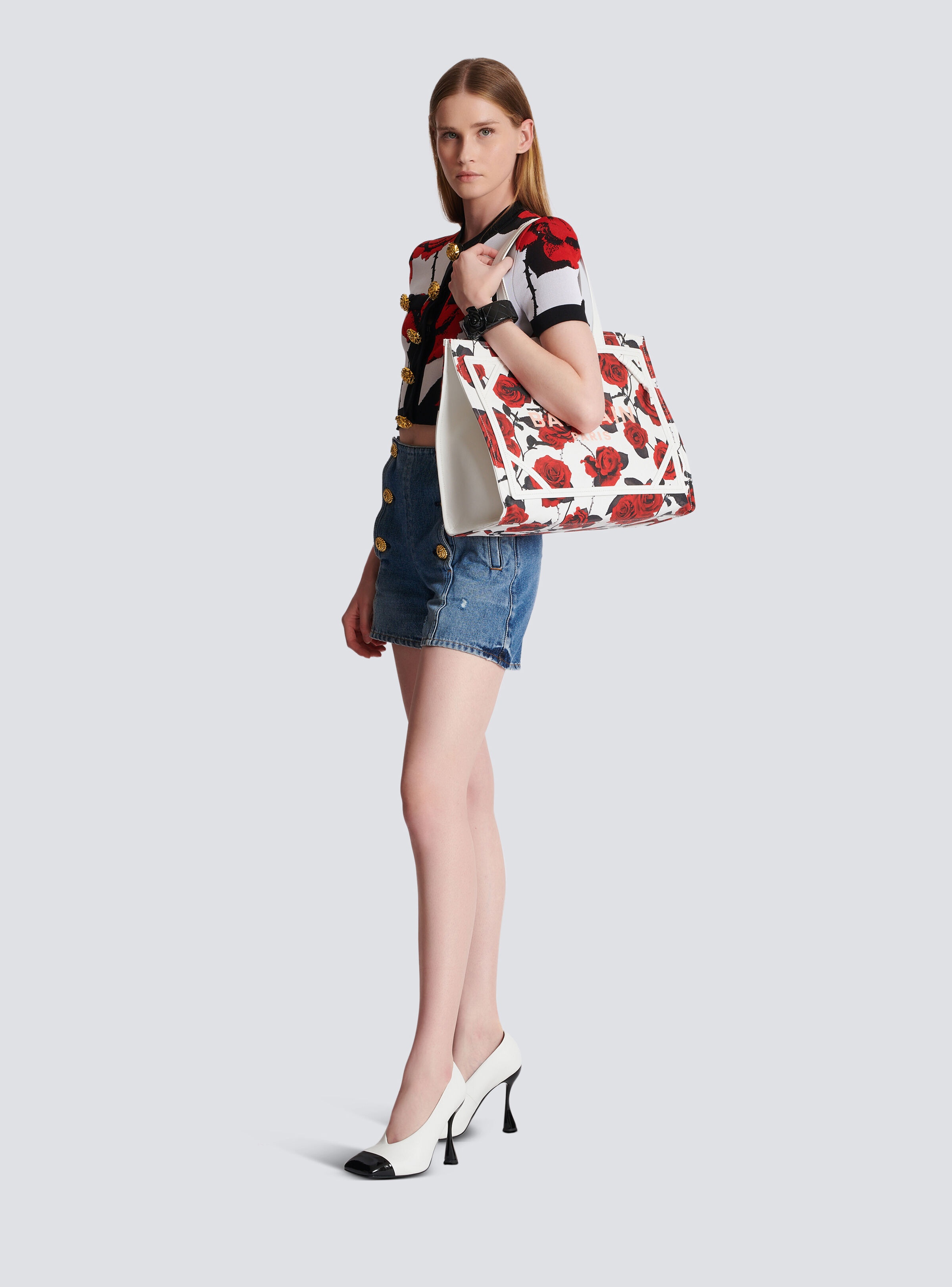 B-Army Medium canvas tote bag with a Roses print - 2