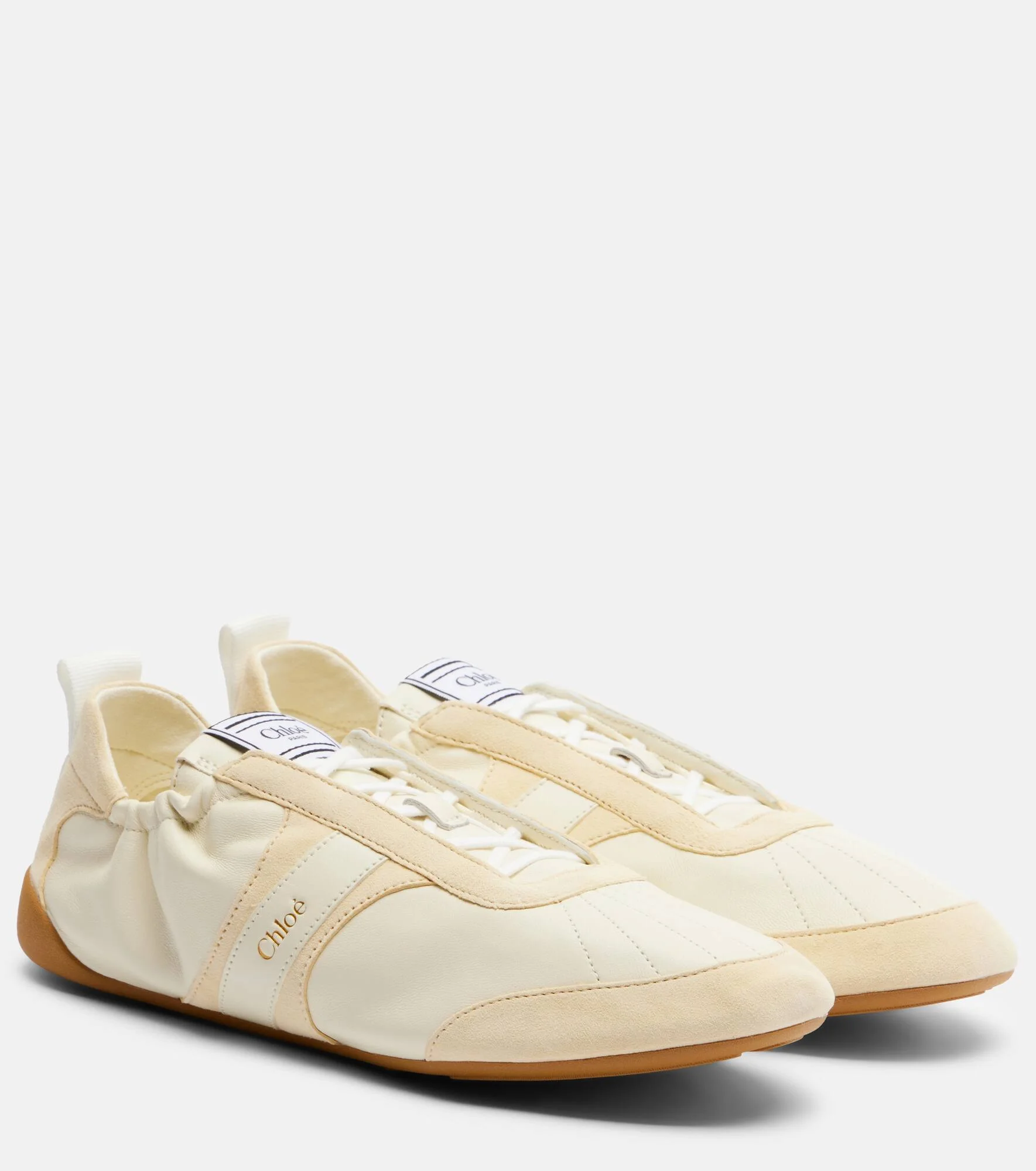 Kick suede-trimmed leather sneakers - 1