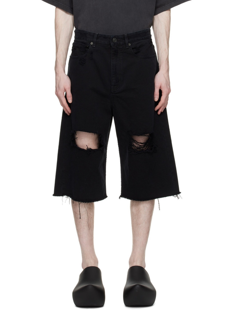 distressed denim shorts - 1