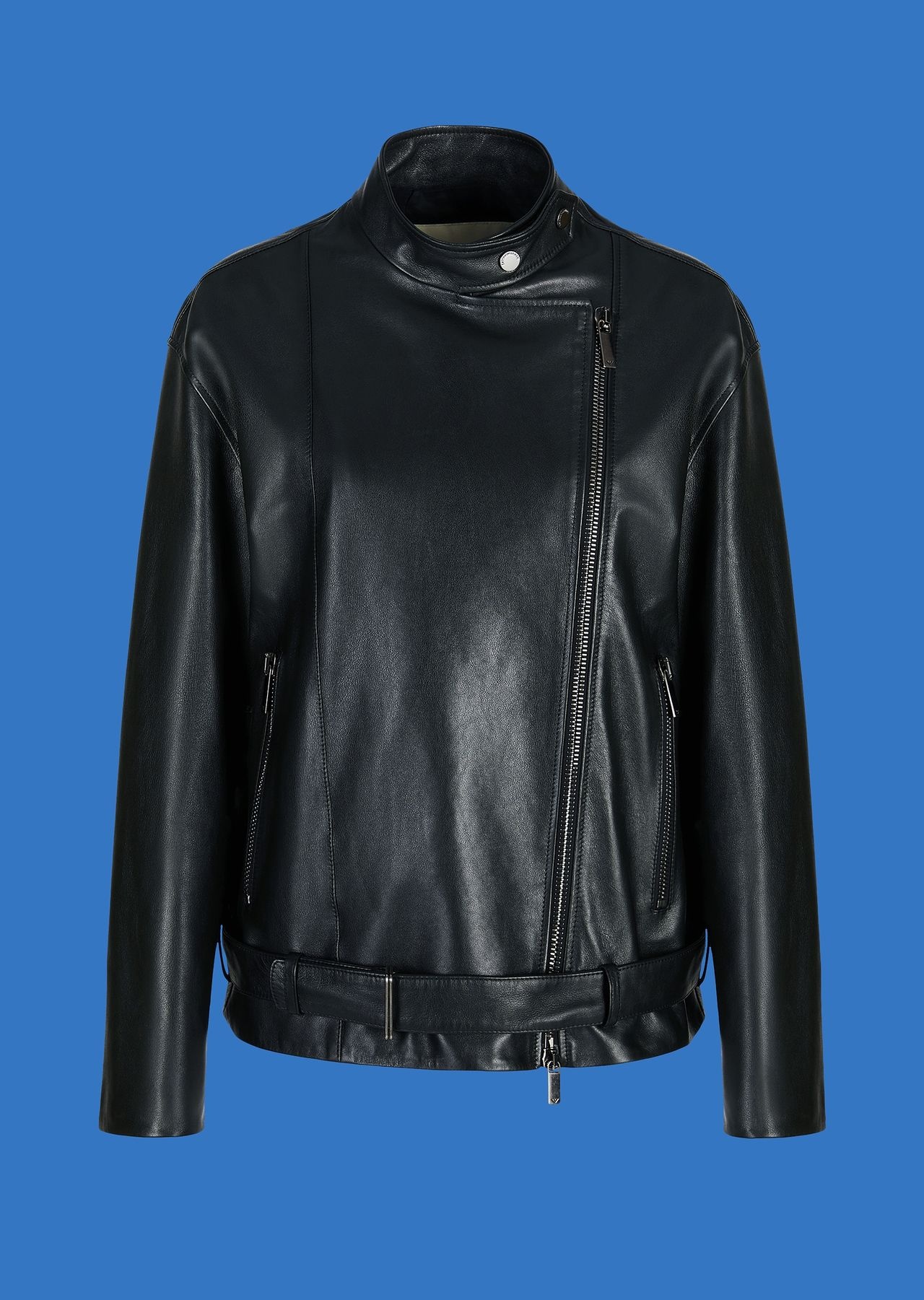 ASV Black Blue capsule collection oversized jacket in vegetable-tanned nappa lambskin - 1