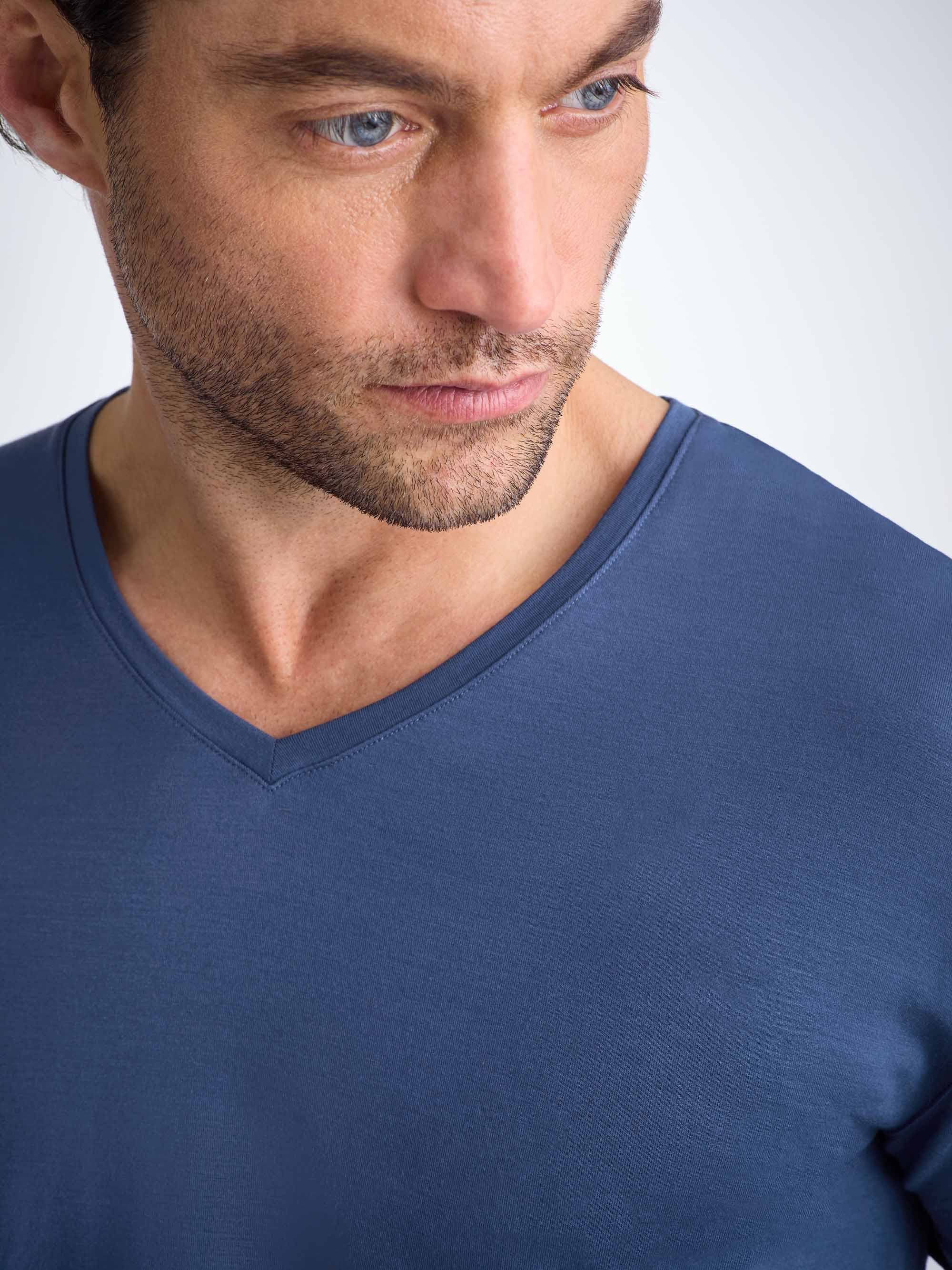 Men's V-Neck T-Shirt Basel Micro Modal Stretch Sapphire - 5