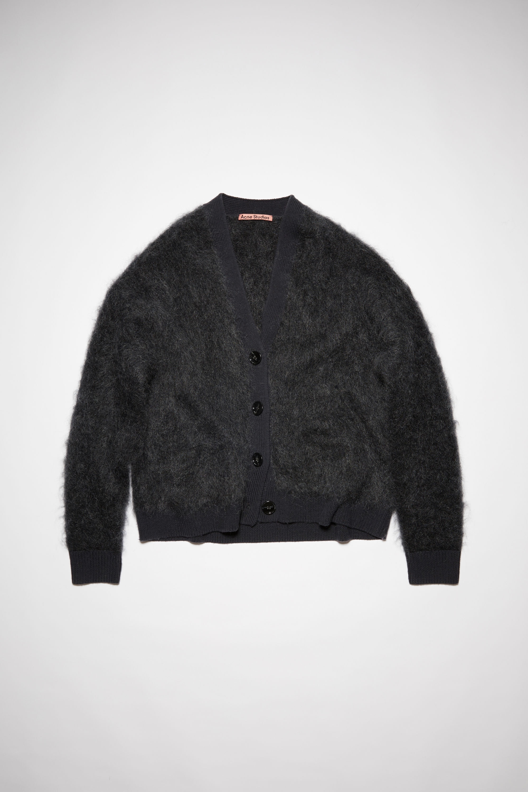 Mohair wool fluffy cardigan - Anthracite grey - 1