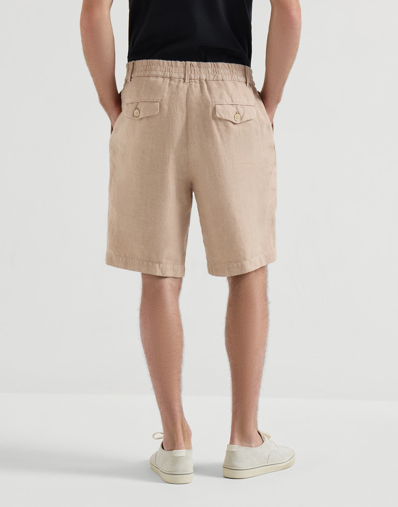 Garment-dyed Bermuda shorts in linen gabardine 3