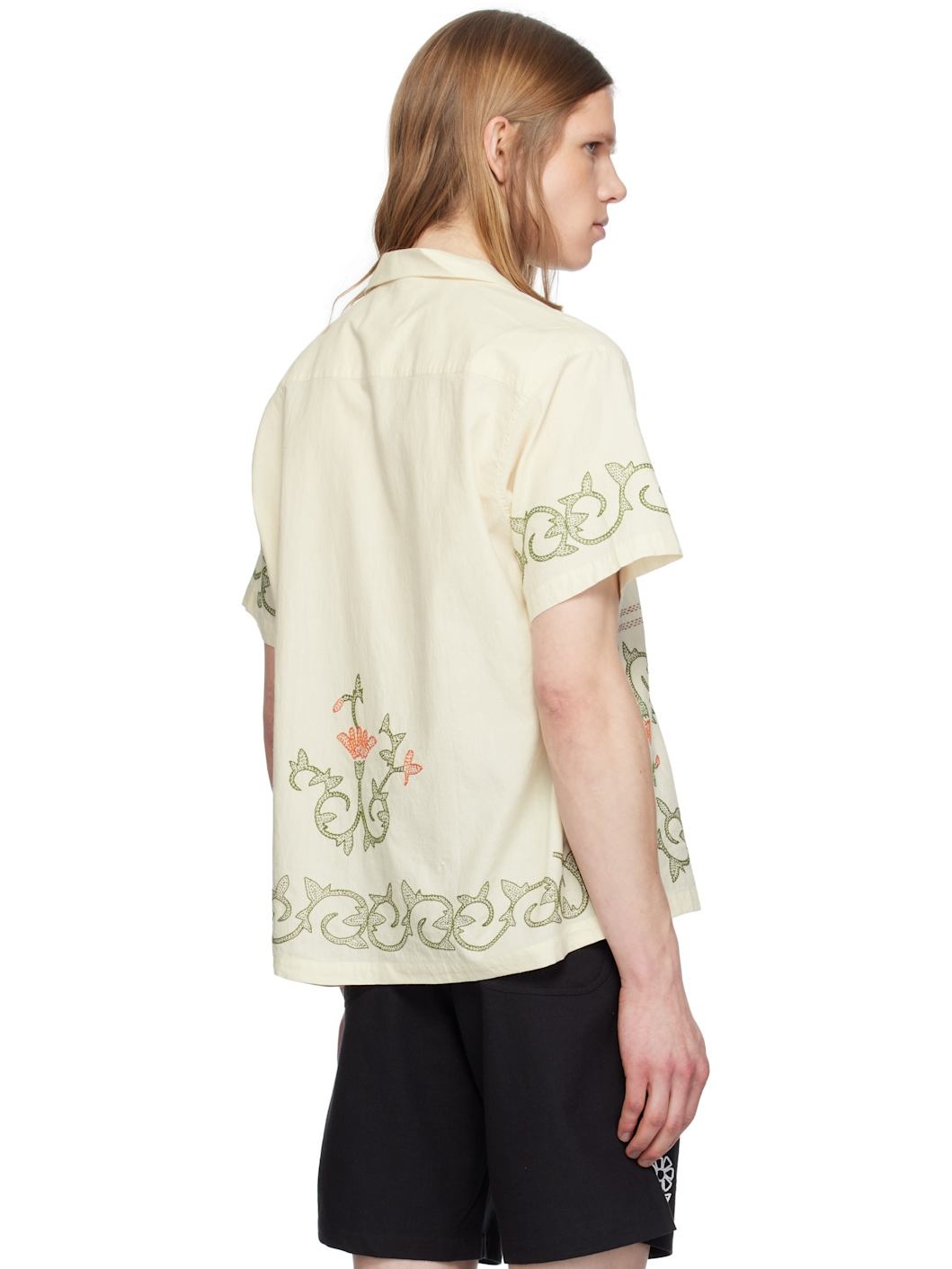 Off-White Embroidered Flower Shirt - 3