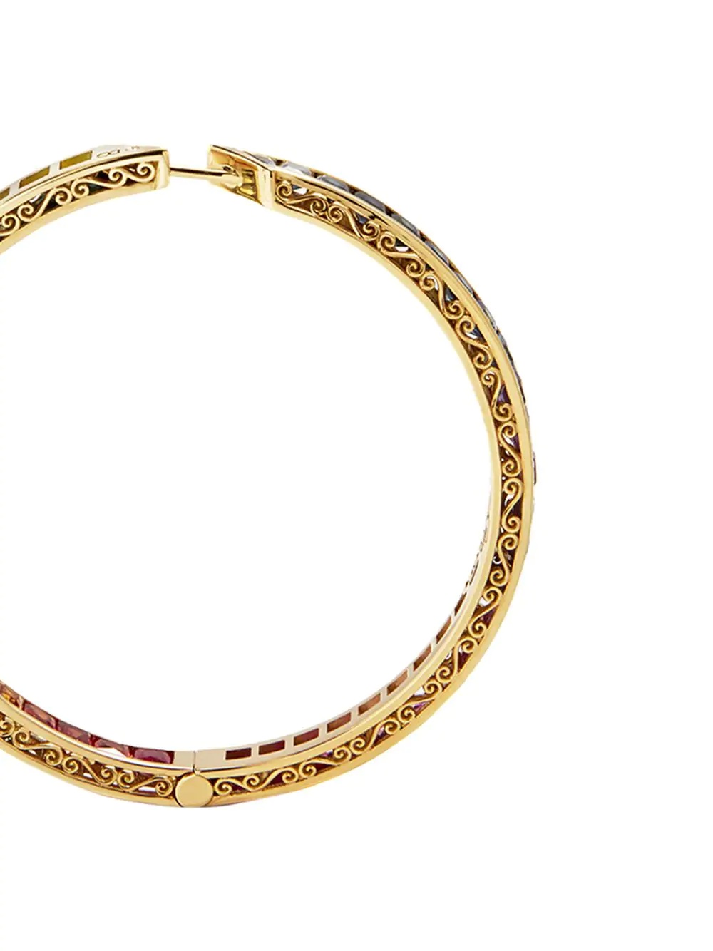 18kt yellow gold diamond sapphire rainbow hoops - 2