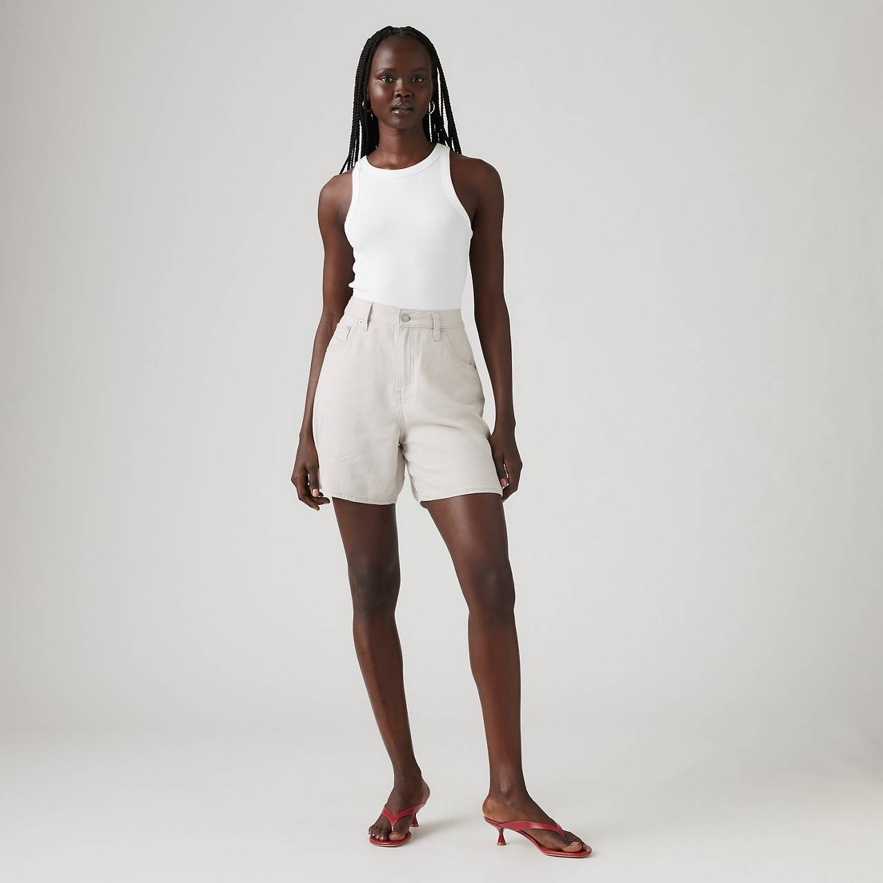 HIGH RISE BAGGY LINEN BLEND LIGHTWEIGHT WOMEN'S SHORTS - 2