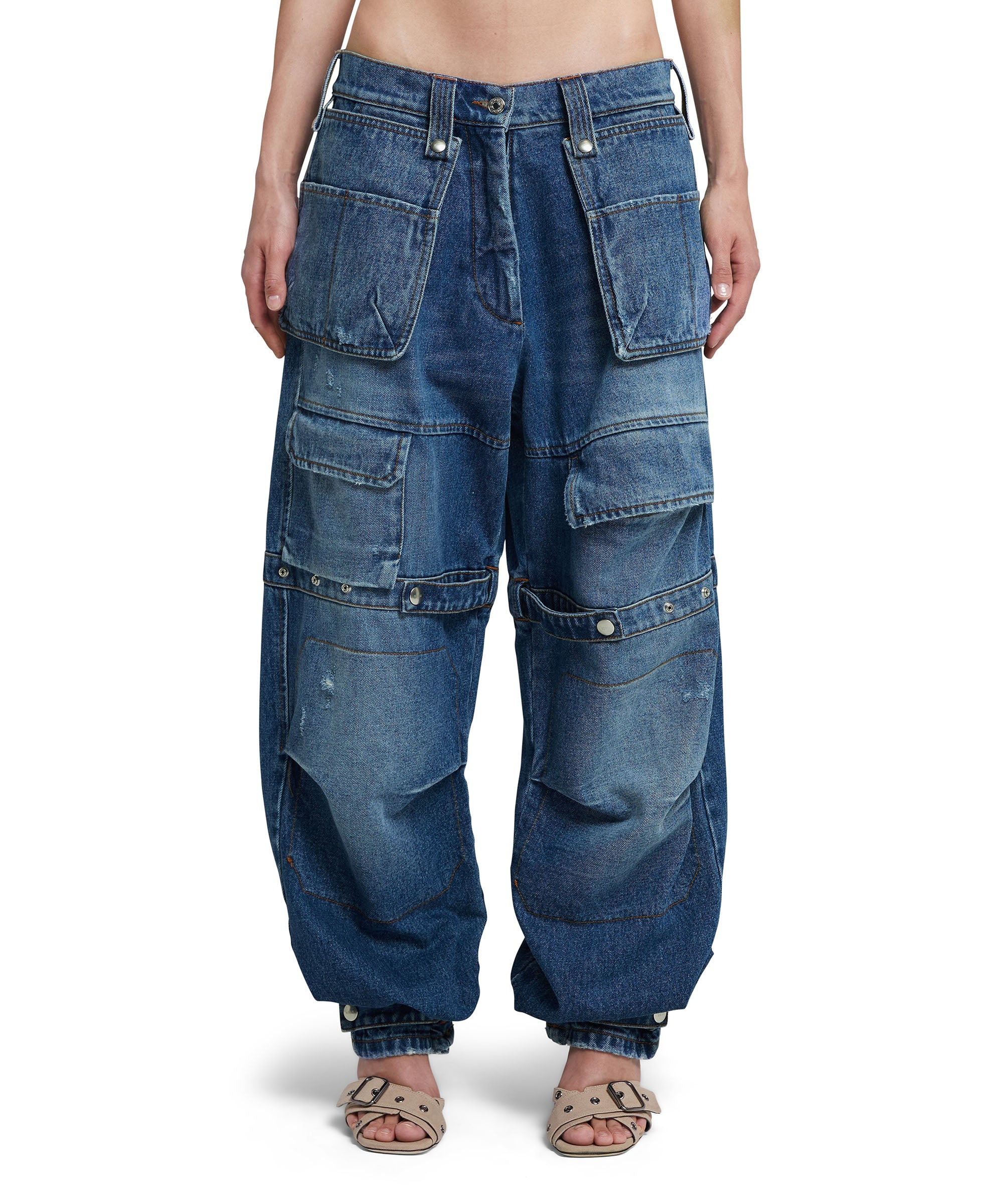 MSGM｜JEANS (3641MDP248L 247292 89) MSGM Blue denim cargo pants | REVERSIBLE