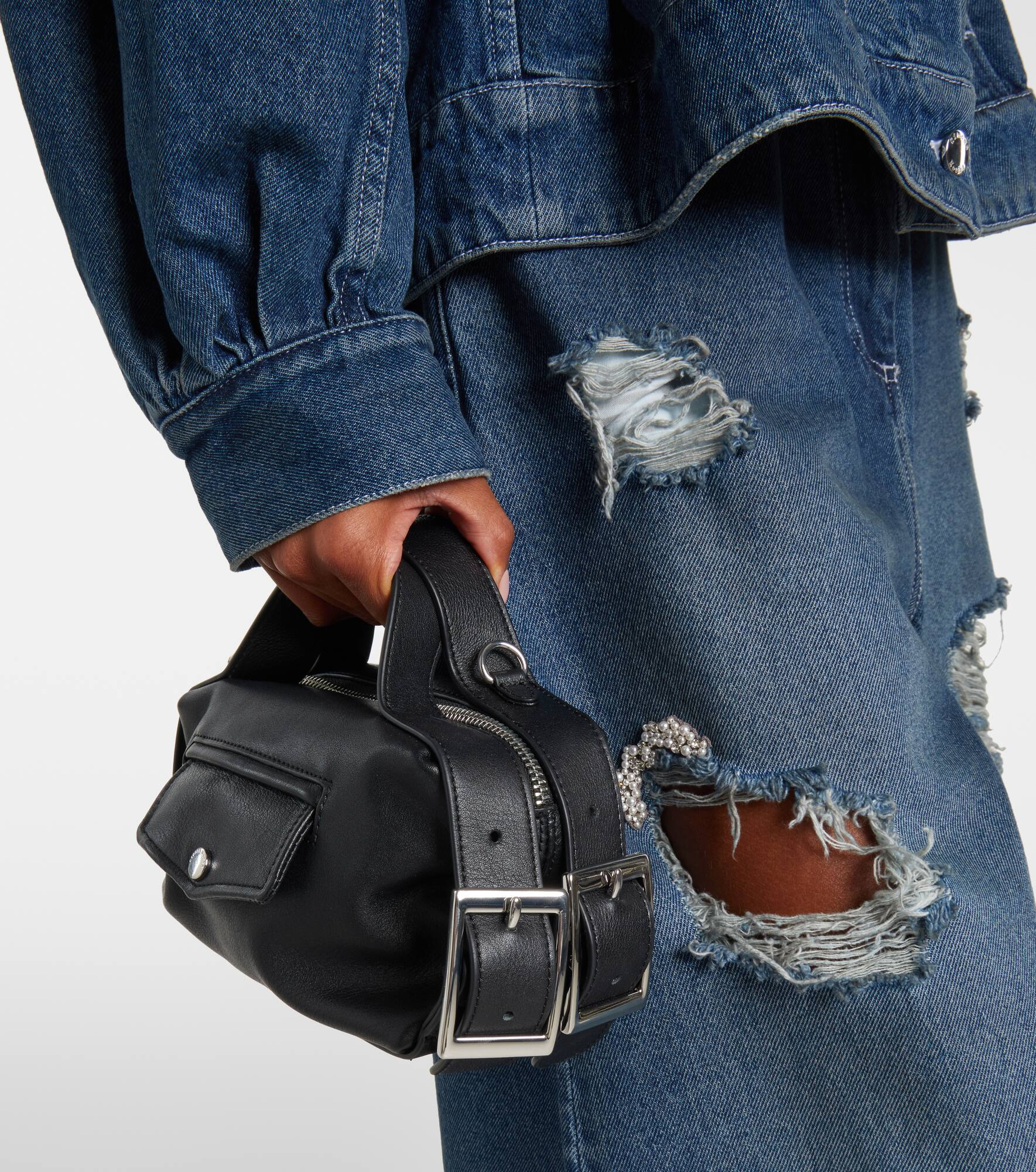 Biker Belt Mini leather tote bag - 2