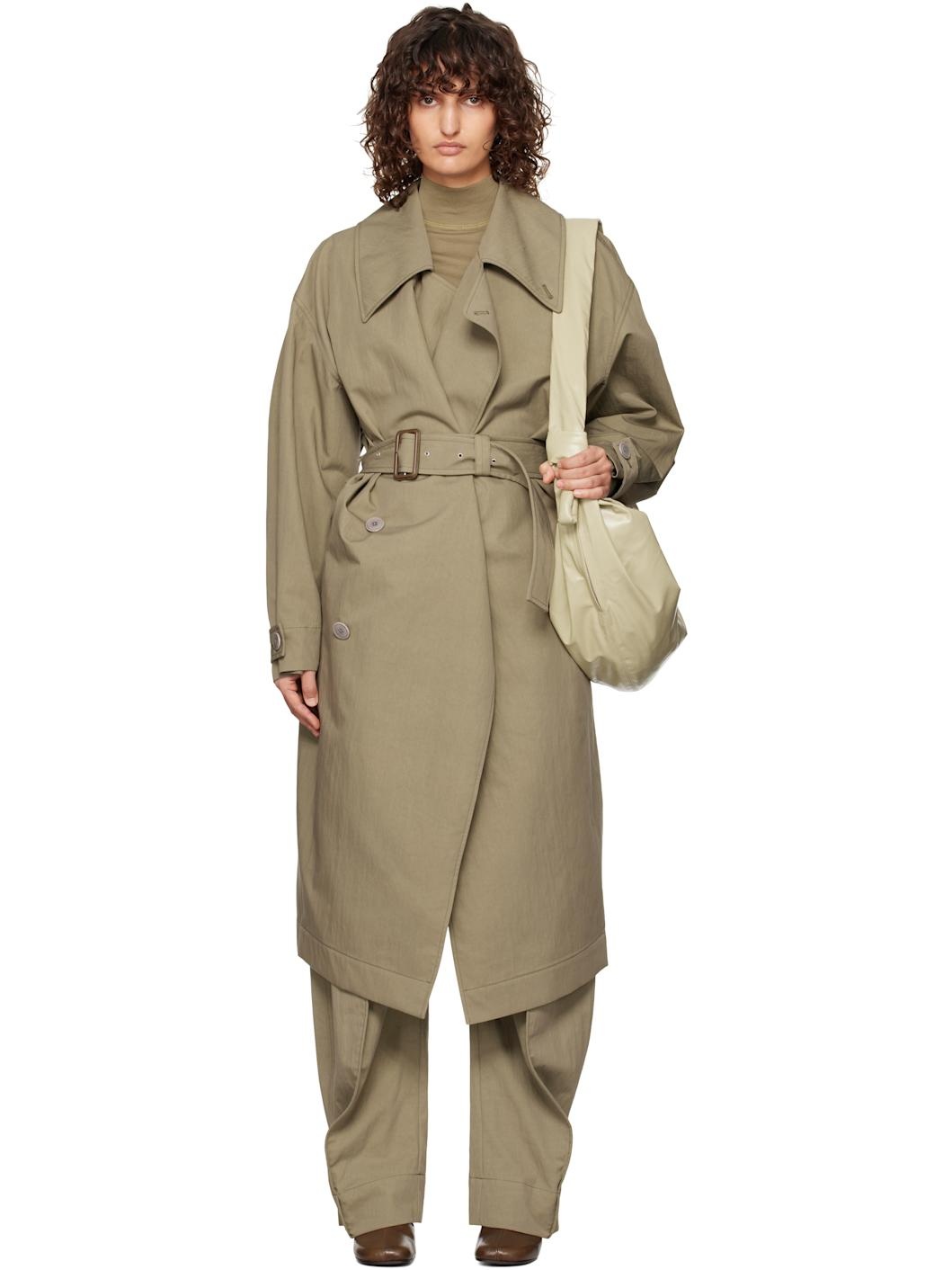 Khaki Water-Repellent Trench Coat - 1