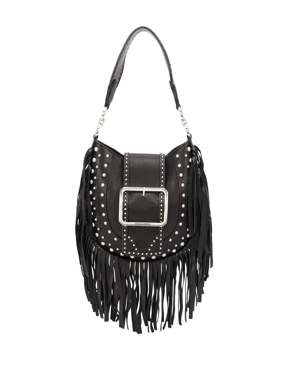 fringe-embellished shoulder bag - 1