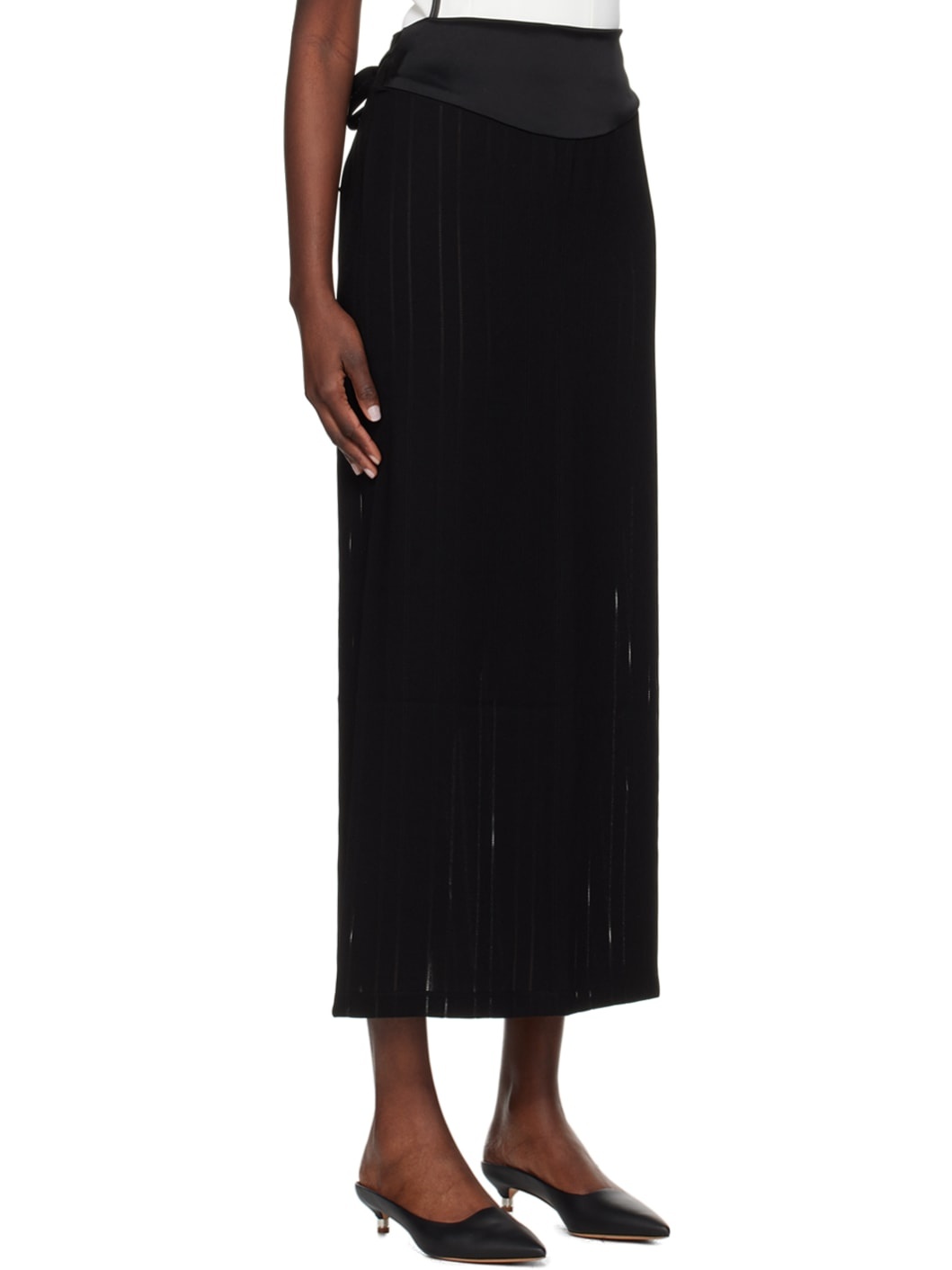 Black Drop Stitch Maxi Skirt - 2