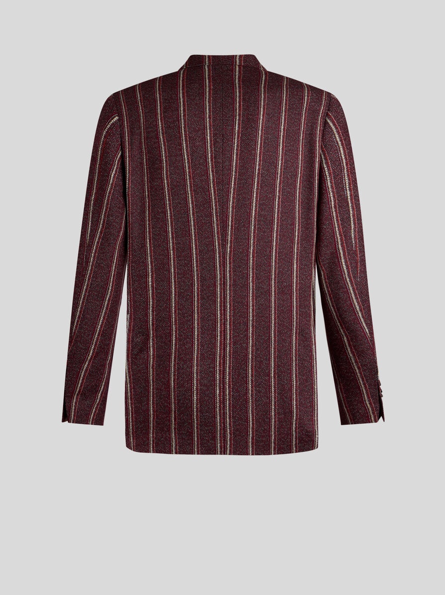 STRIPED COTTON AND WOOL BLAZER - 6