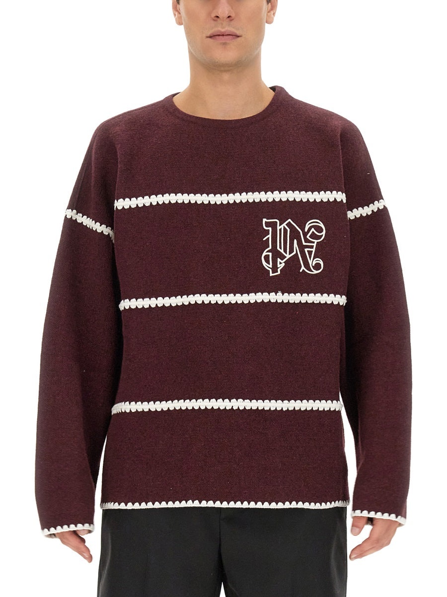 Palm Angels Men Monogram Striped Sweater - 1