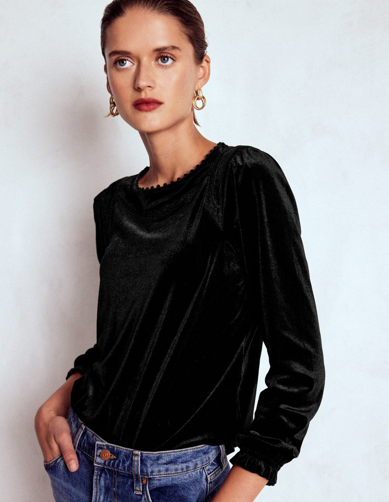 Mila Velvet Top-Black 5
