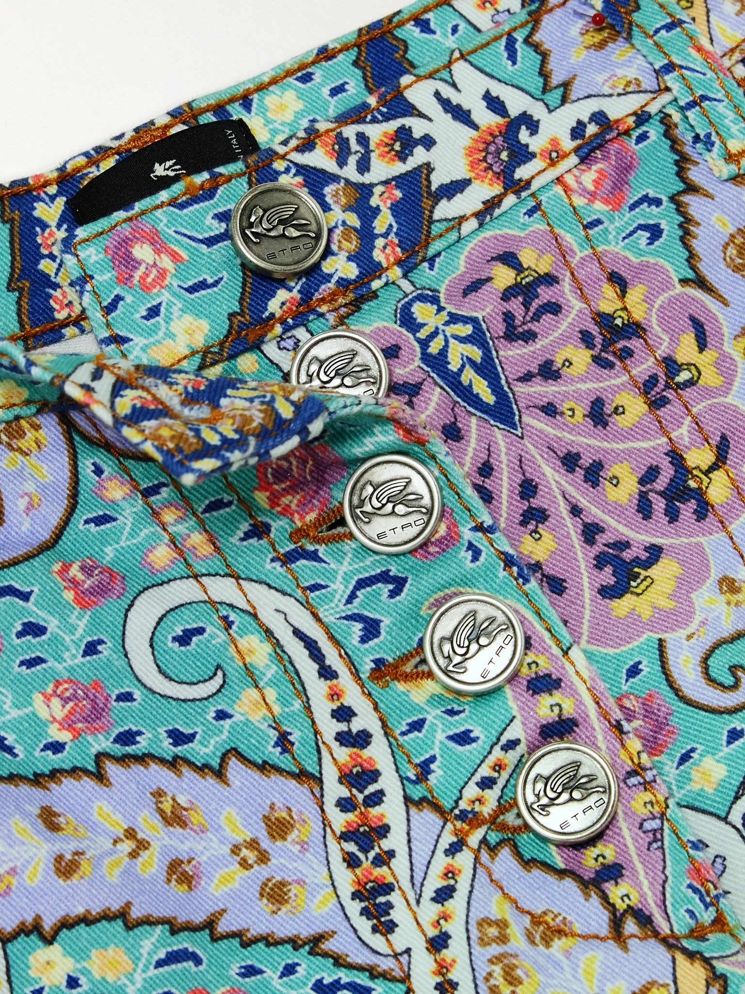 Paisley-print high-rise wide-leg jeans Light blue - 5