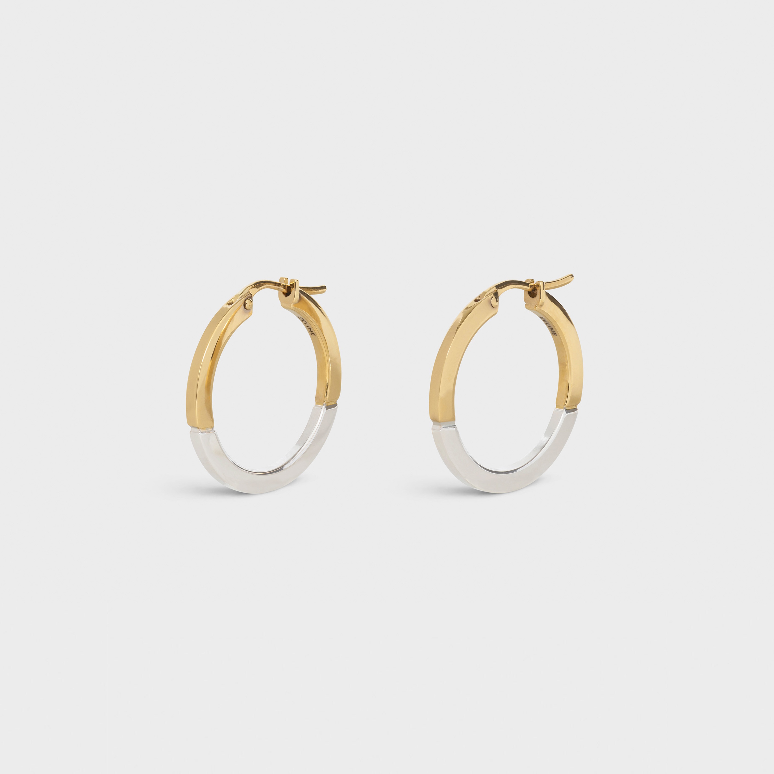 SIMPLE FORMS HOOPS  IN  BRASS WITH RHODIUM AND GOLD FINISH - 2