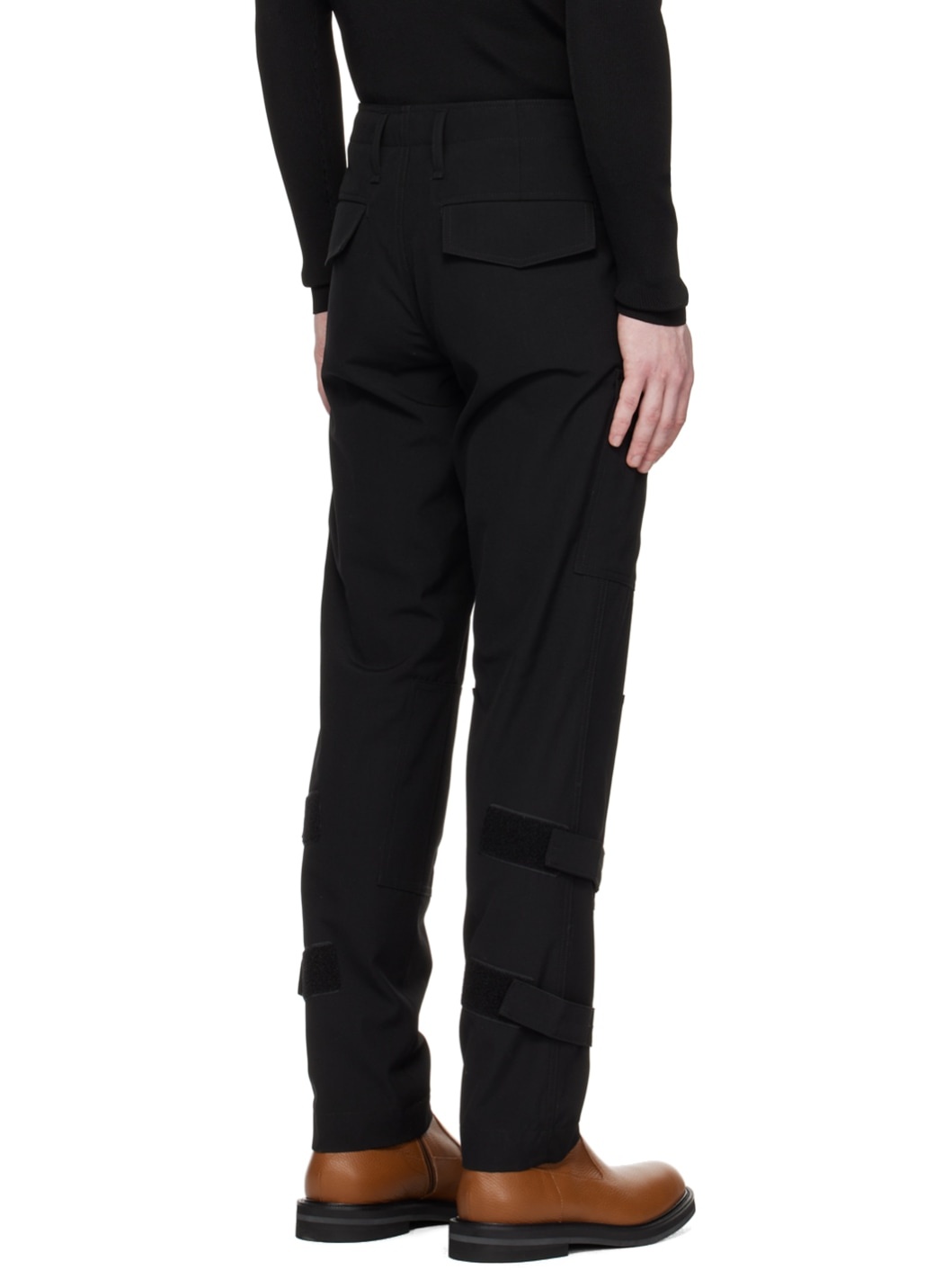 Black Paneled Cargo Pants - 3