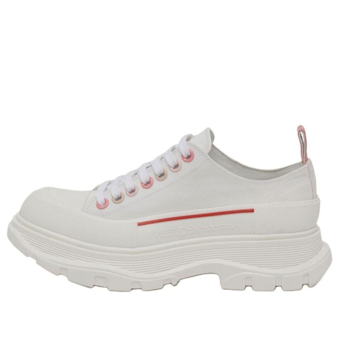 (WMNS) Alexander McQueen Tread Slick 45mm Lace Up Sneakers 'White Pink' 697072W4MV28763 - 1