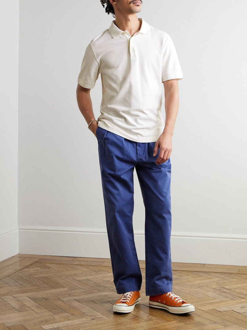 FRESCOBOL CARIOCA Horacio Cotton-Blend Piqué Polo Shirt White outlook