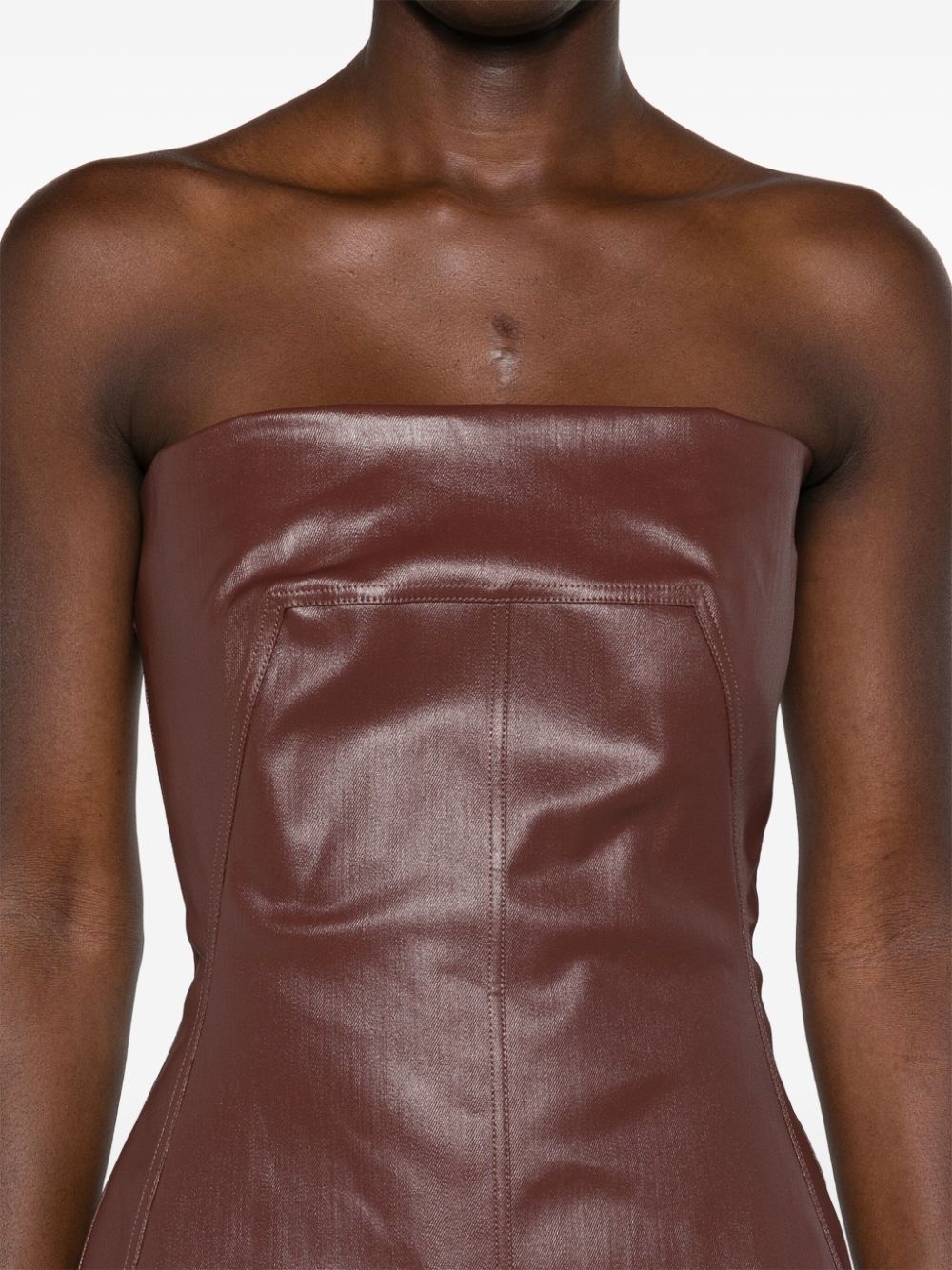 coated-denim bustier top - 5