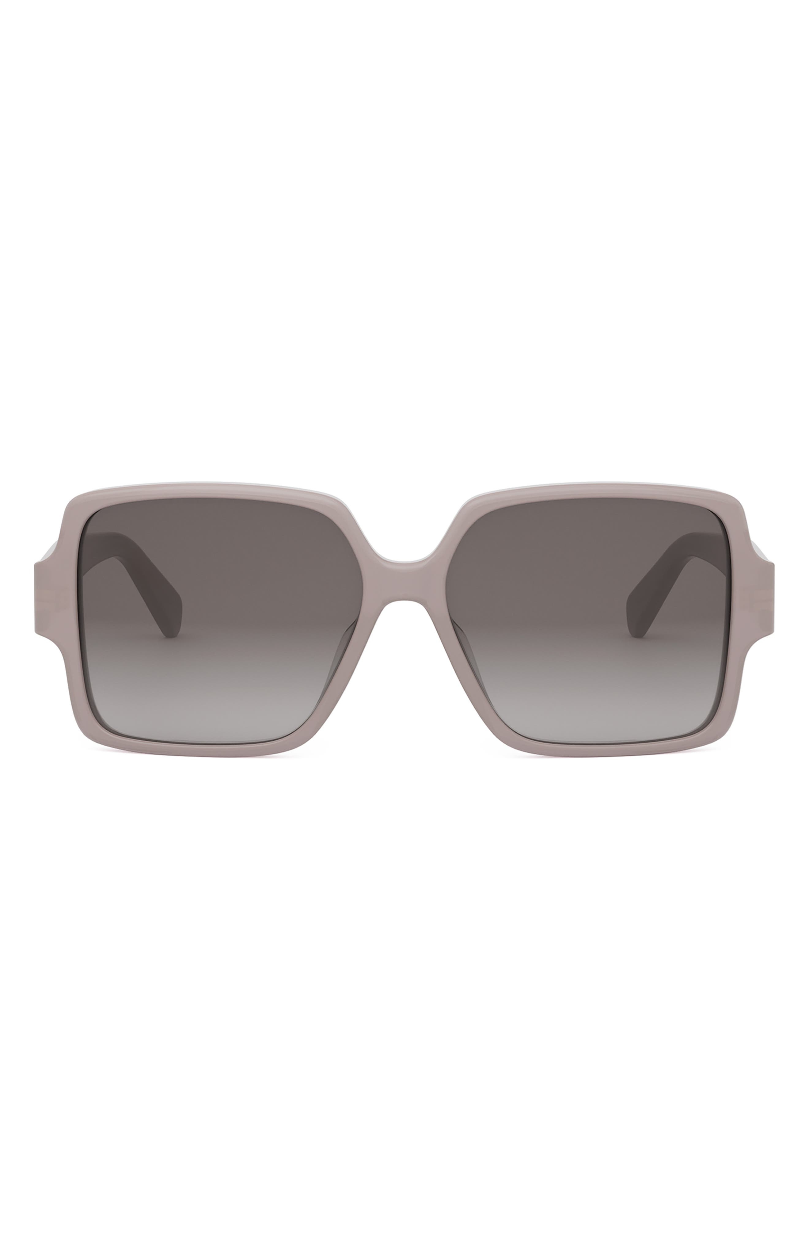 CELINE Triomphe 60mm Square Sunglasses in Shiny Light Brown /Brown at Nordstrom - 1
