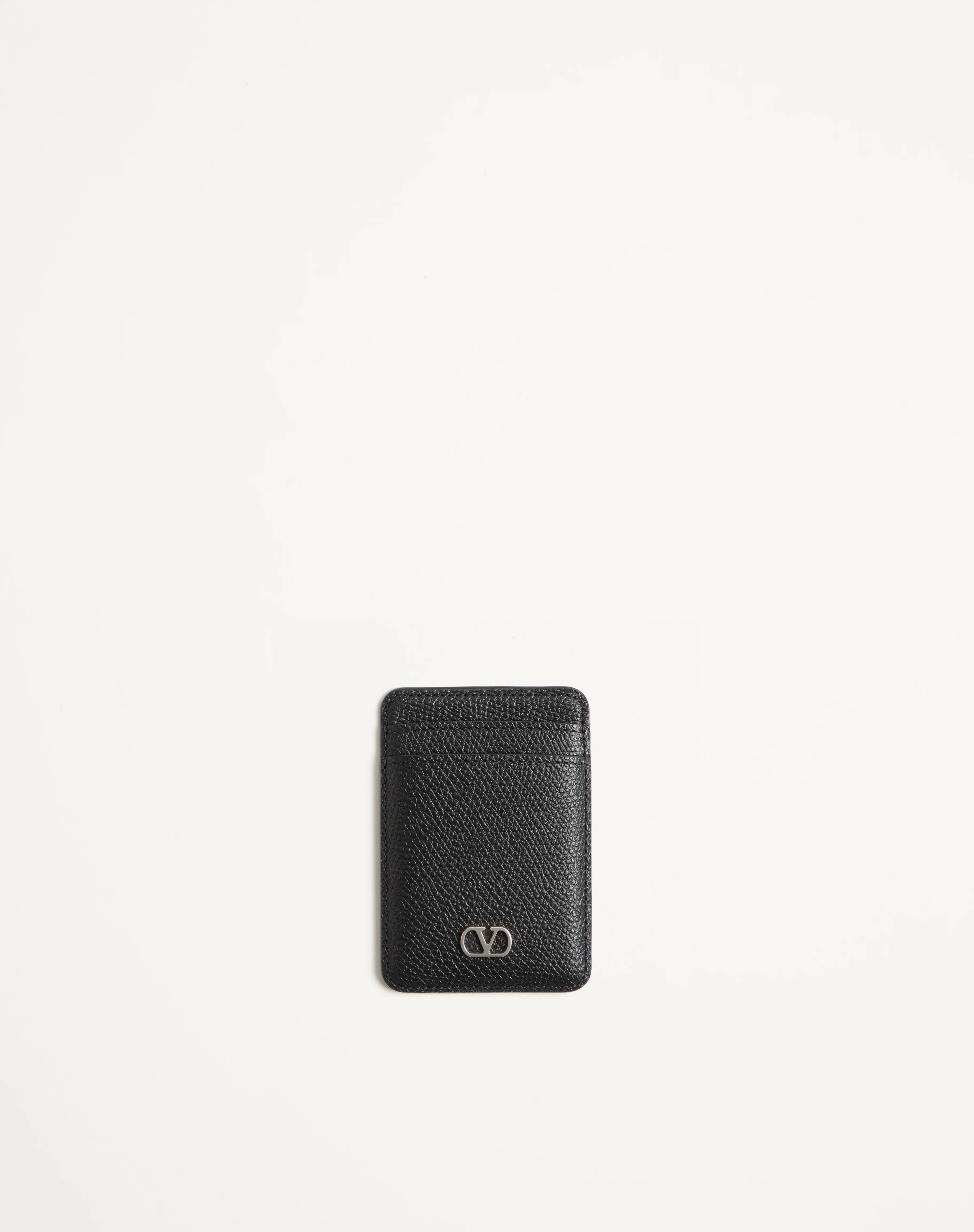 VALENTINO GARAVANI VLOGO SIGNATURE MAGNETIC CARDHOLDER IN GRAINY CALFSKIN - 1