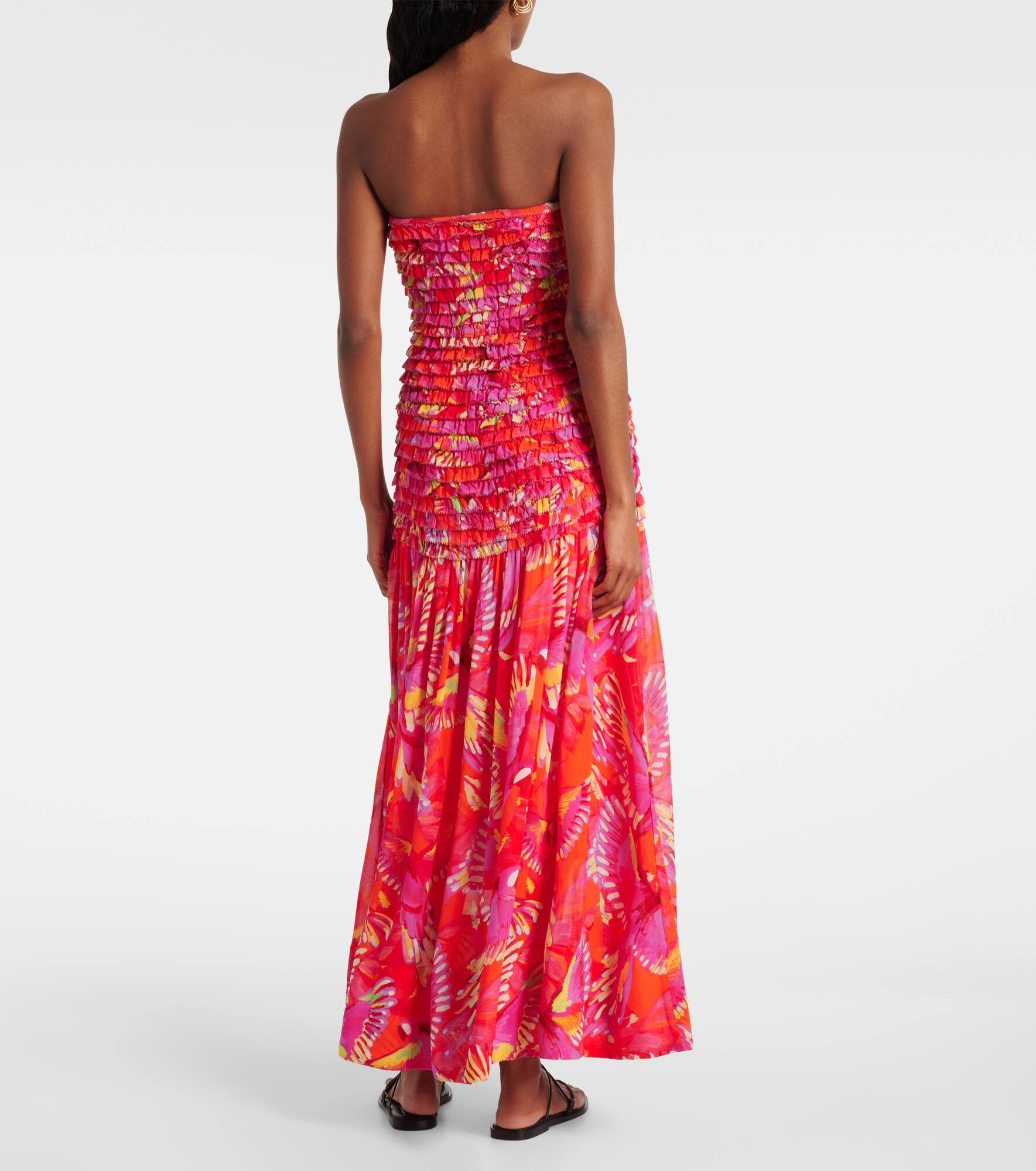 Flying Birds ruched maxi dress - 3