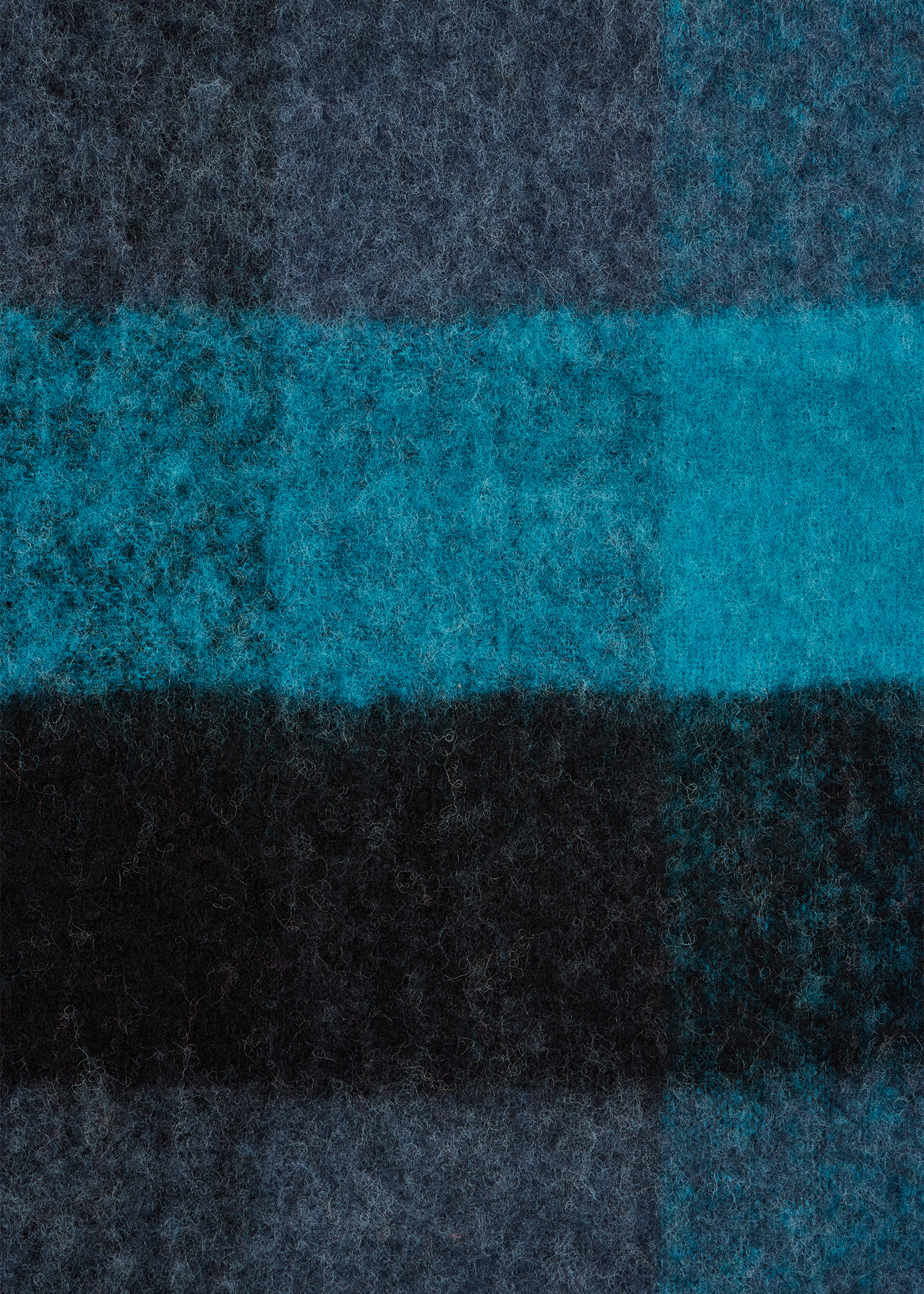 Women's Blue Merino Wool Check Scarf - 3