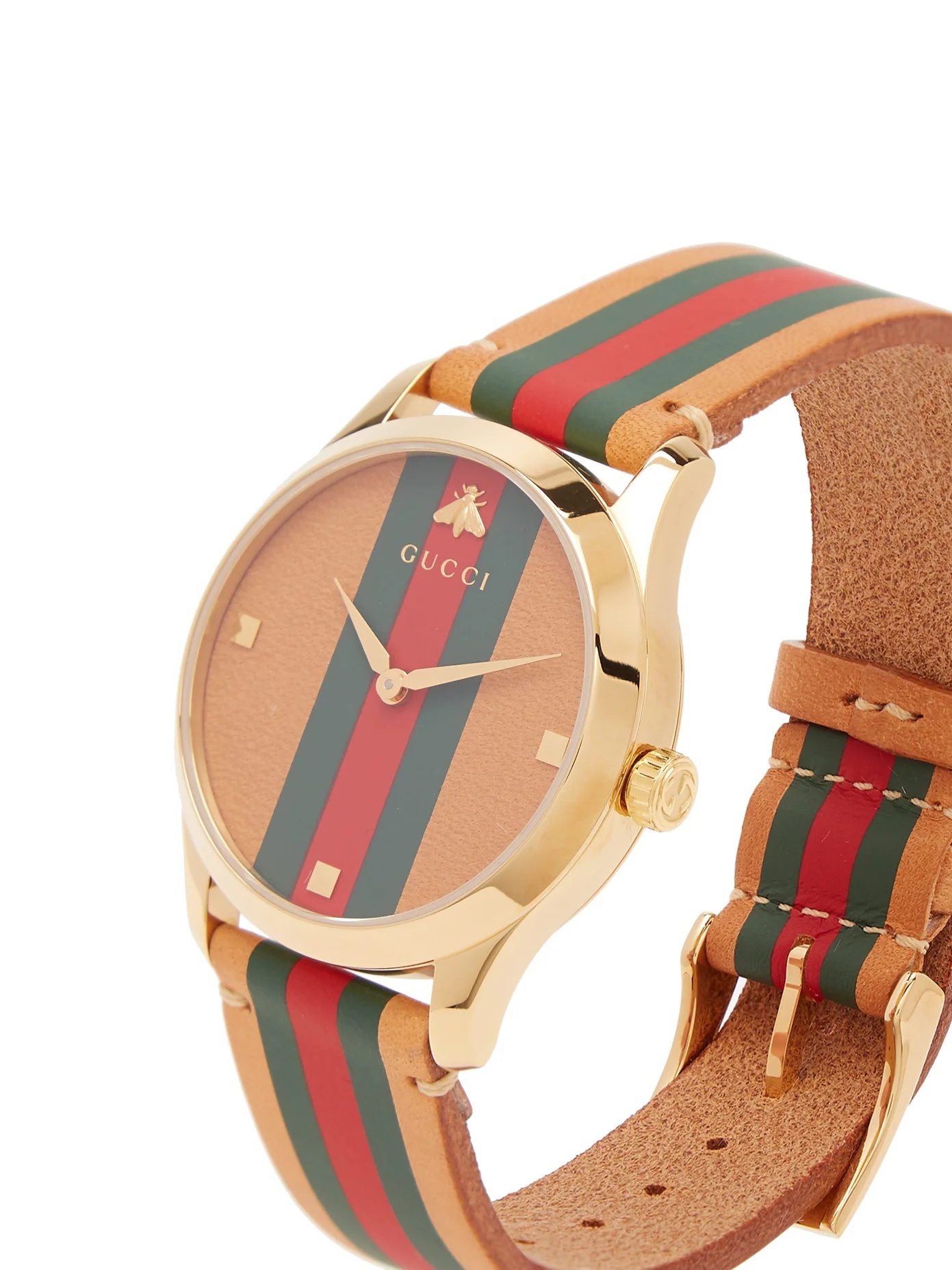 G-Timeless Web-striped leather watch - 4