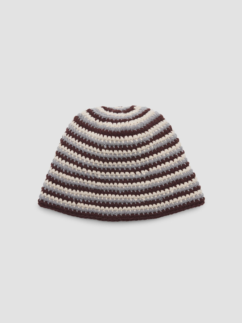 Women's Lou Striped Crochet-Knit Beanie Hat - Brown Multi 1