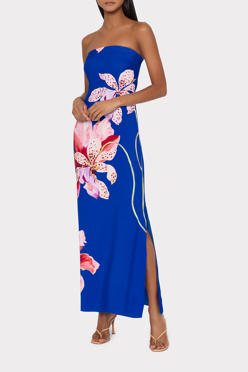 MILLY Vera Satin Floral Maxi Dress outlook