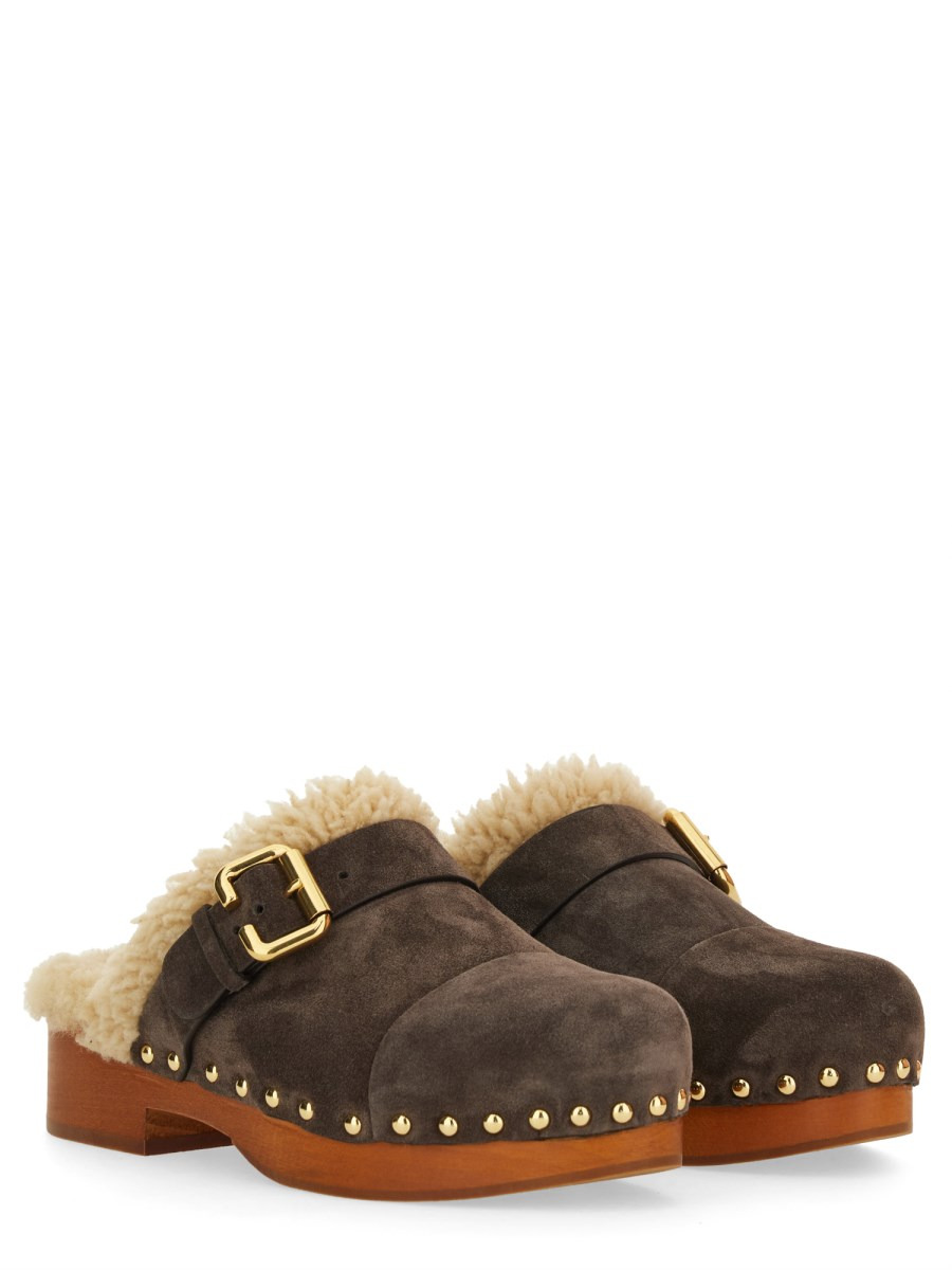 JEANNETTE LEATHER AND SHEARLING MULES - 2