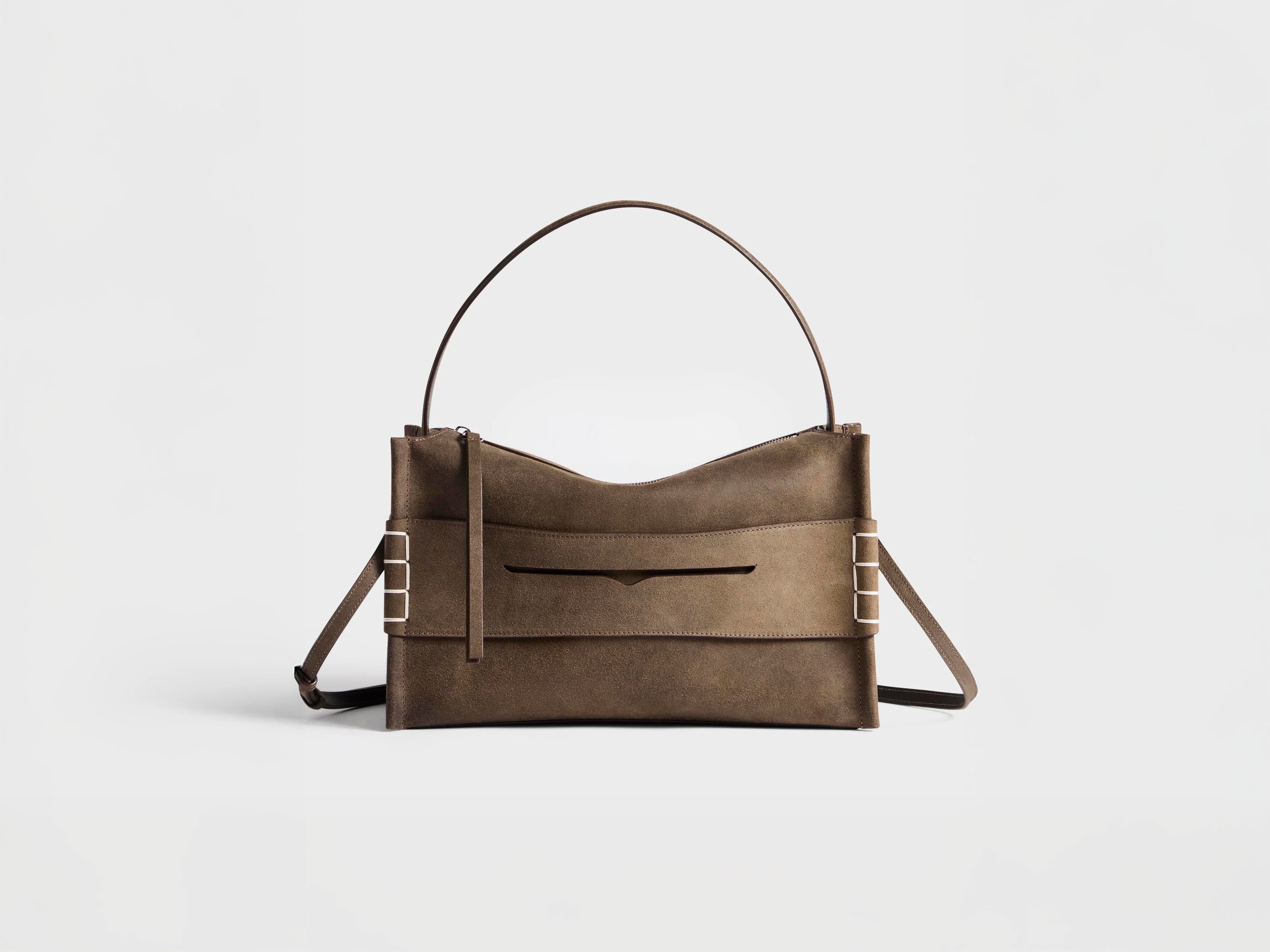 MEDIUM LOAFER BAG IN DARK TAUPE LEATHER - 1