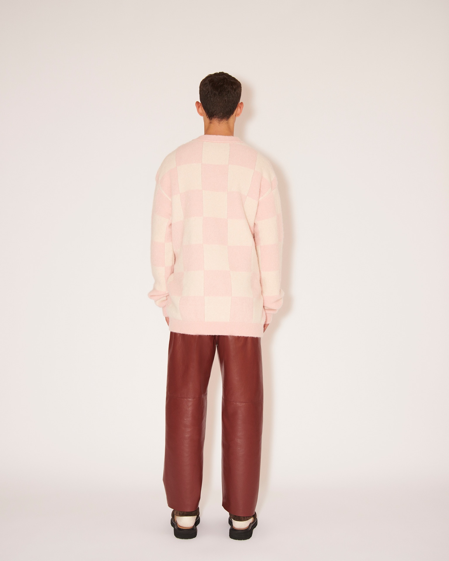 LAITH - Brushed Alpaca checkered cardigan - Creme&Pink - 4