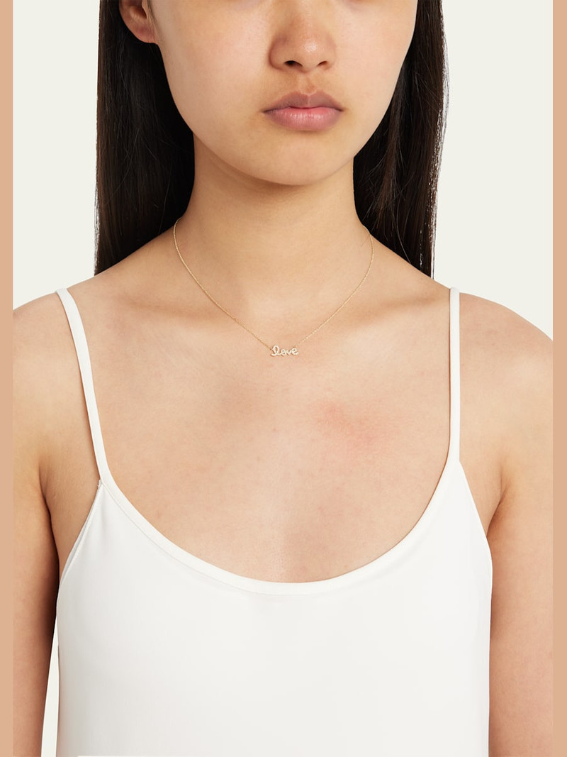 SYDNEY EVAN Gold Diamond Love Necklace, Small outlook