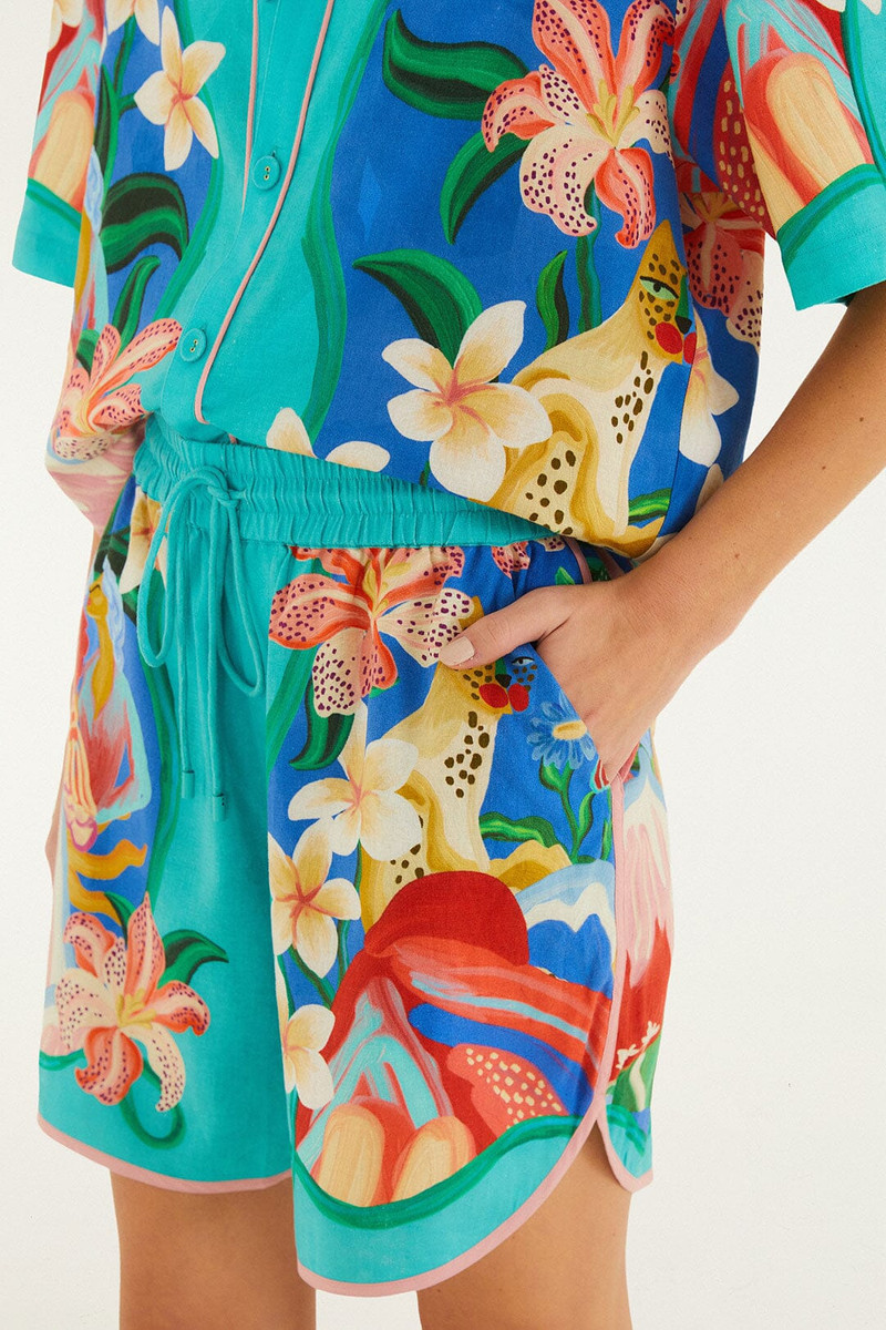 FARM RIO Multicolor Garden Of Life Scarf Lenzing Ecovero Euroflax Shorts outlook