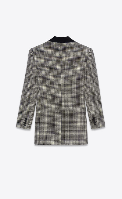 SAINT LAURENT double-breasted jacket in prince of wales wool tweed outlook