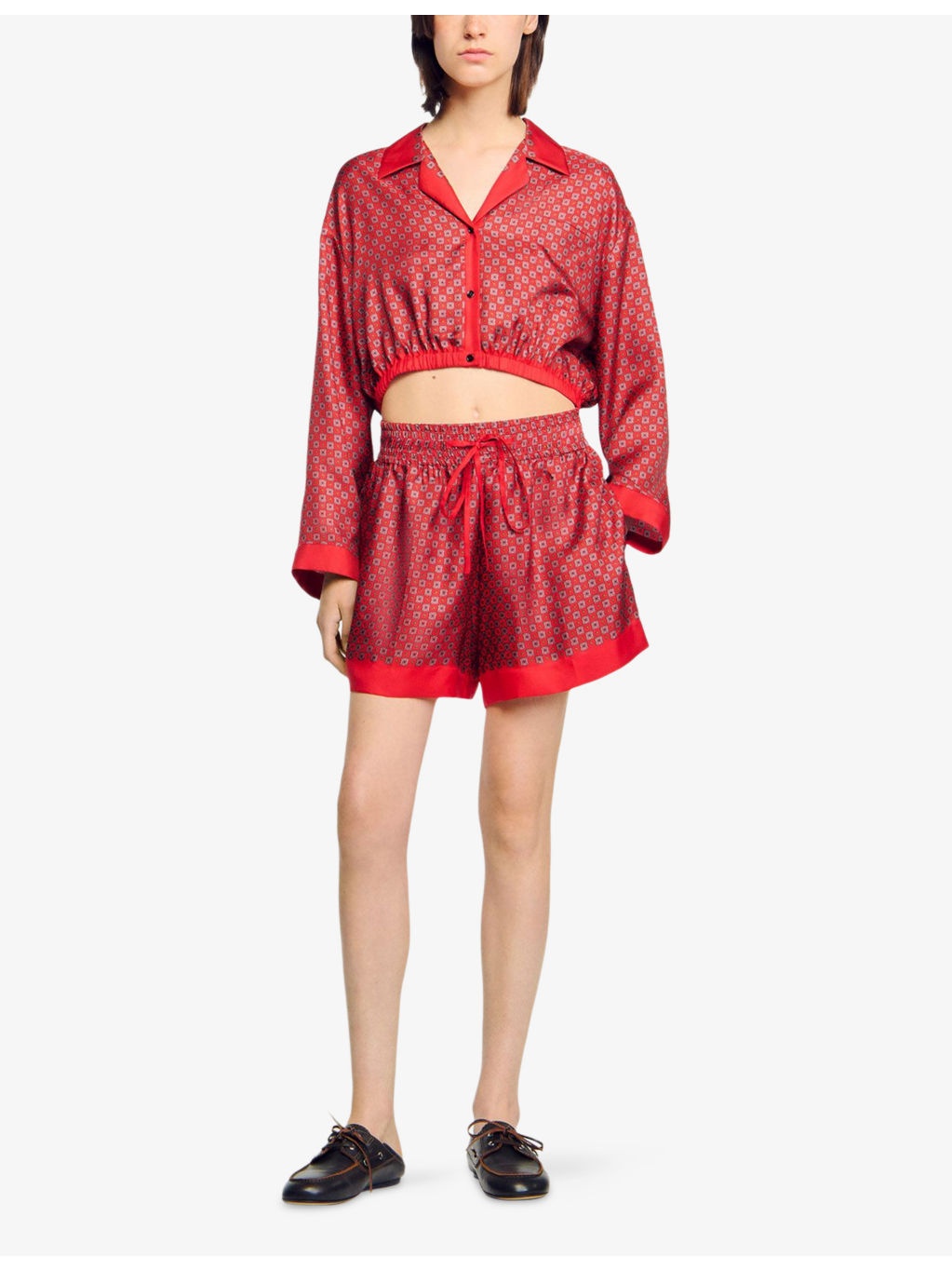 Scarf-Print Drawstring-Waist Woven Shorts - 2