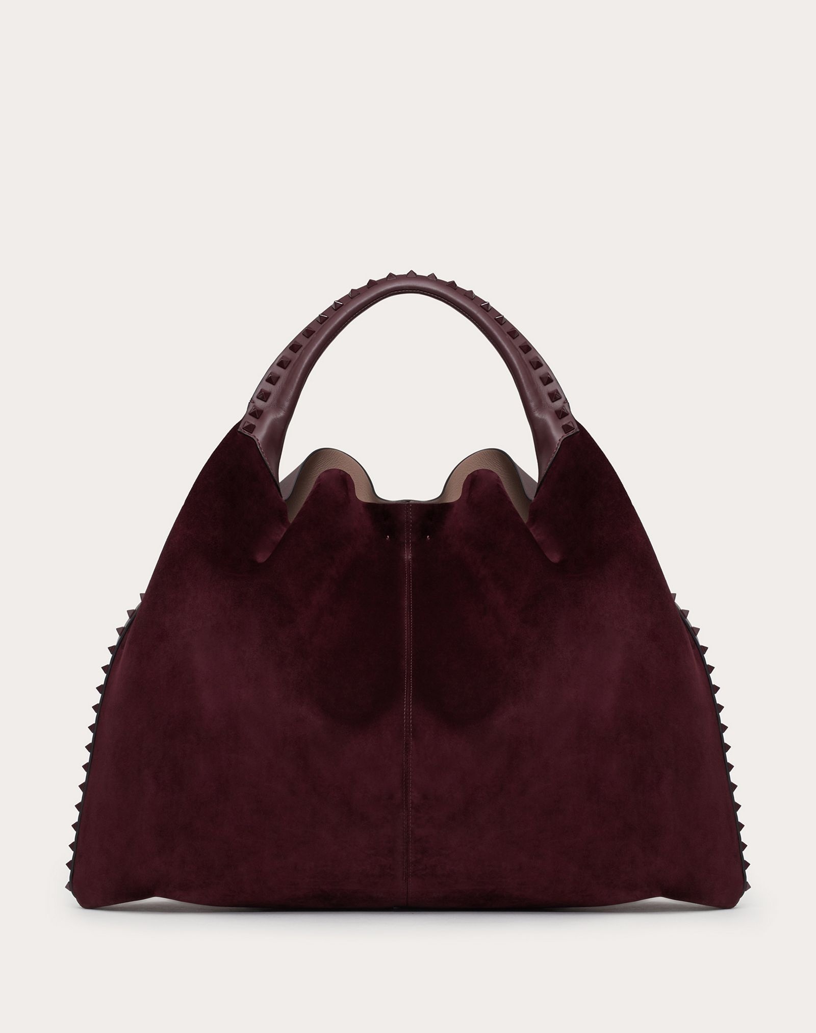 Rockstud Suede Calfskin and Full-Grain Calfskin Hobo Bag - 1