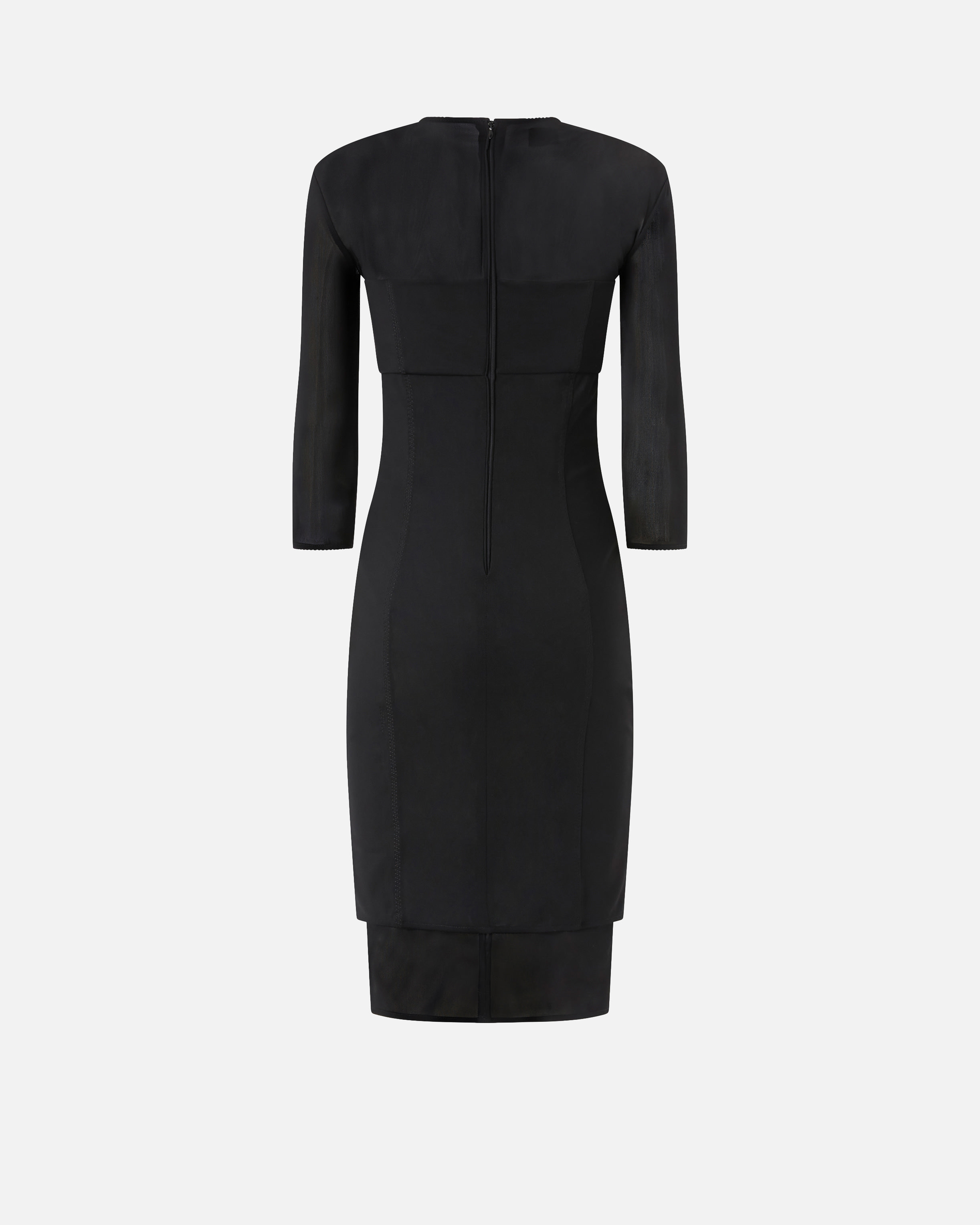 KNEE-LENGTH DRESS WITH SHEER DETAILING - 6