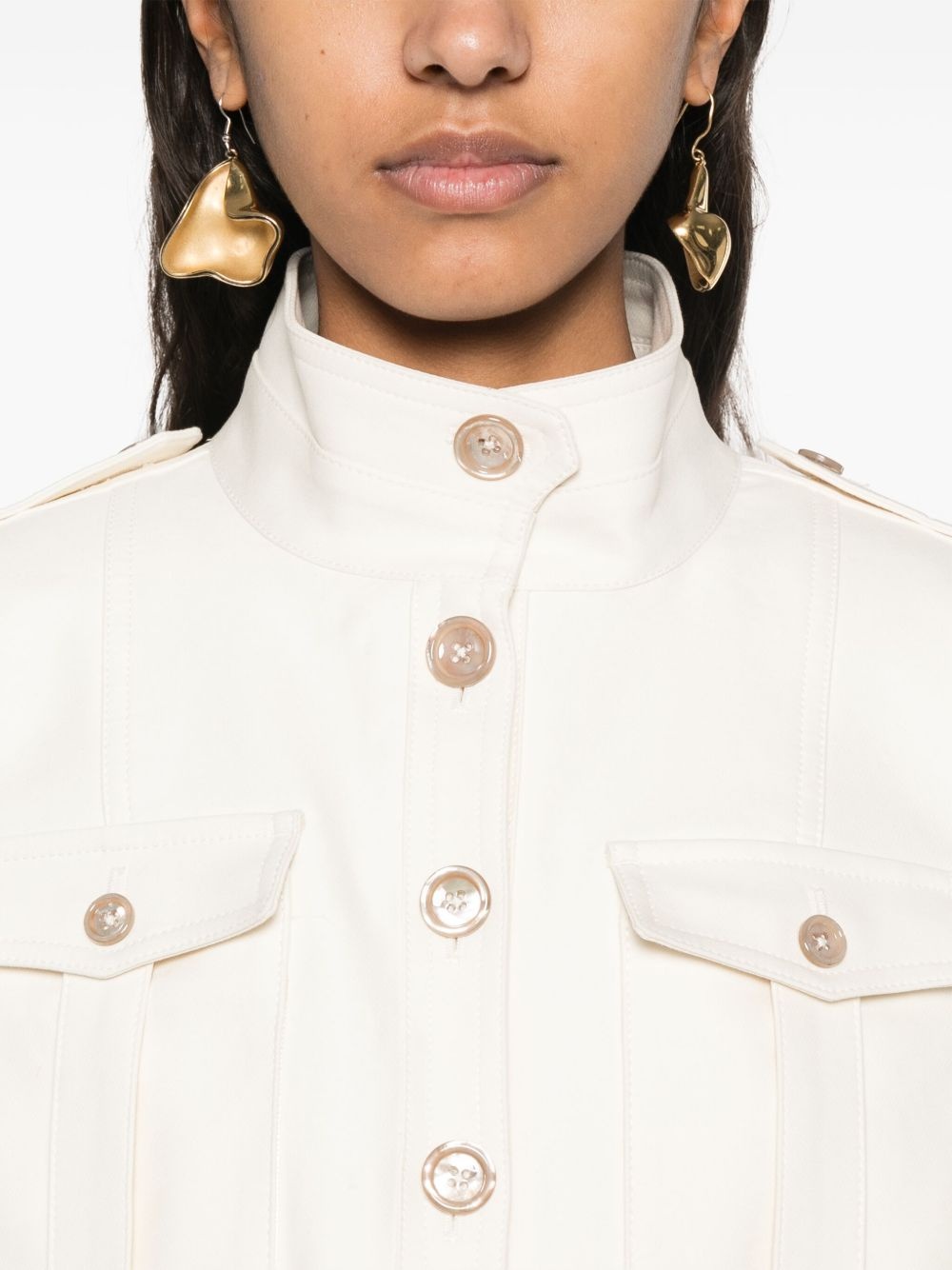 stand-up collar cropped jacket - 5