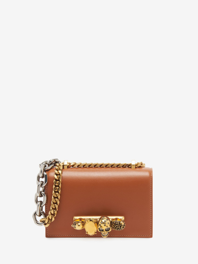 Women's Mini Jewelled Satchel in Caramel Tan 1