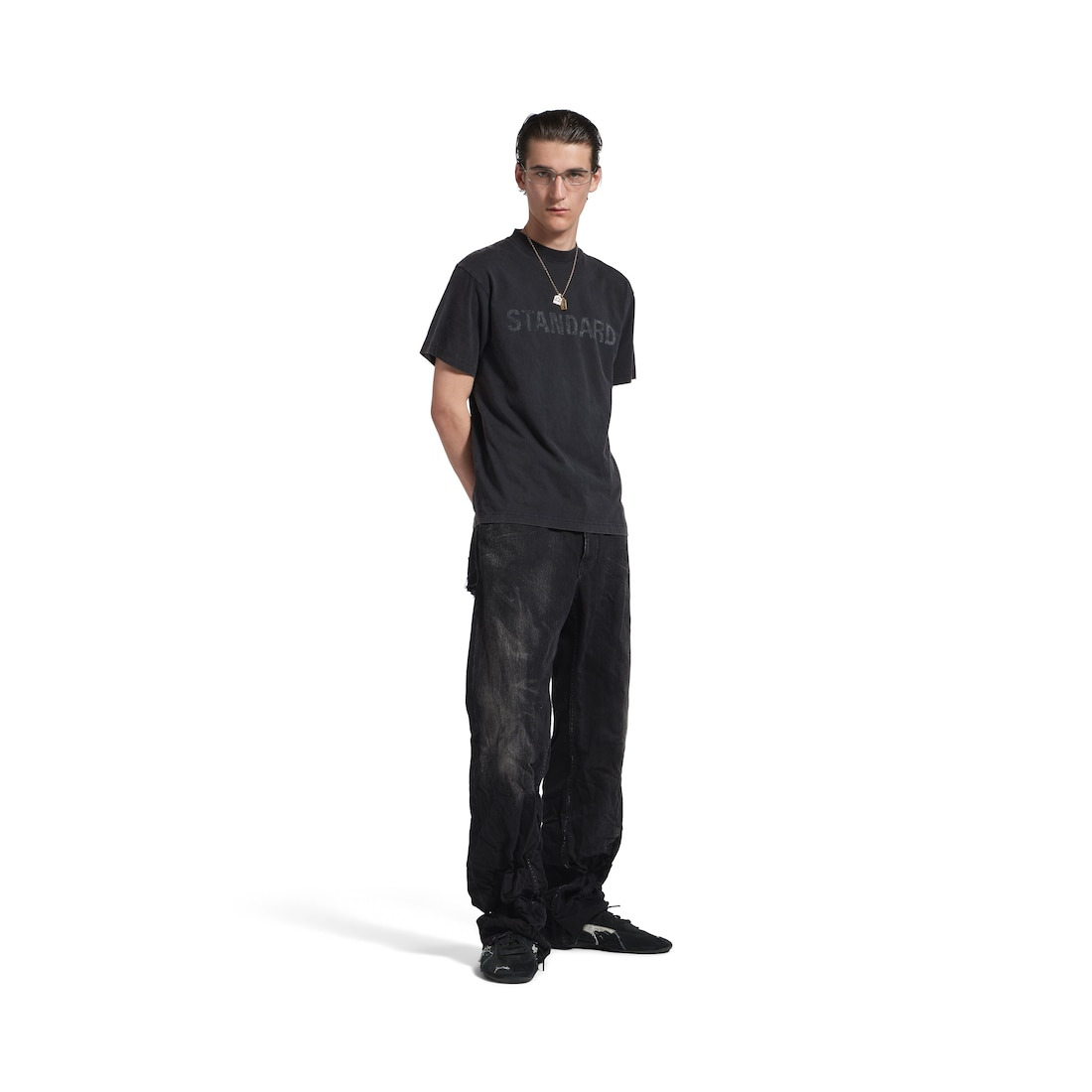 Men's Standard T-shirt Regular Fit in Black Faded - 2